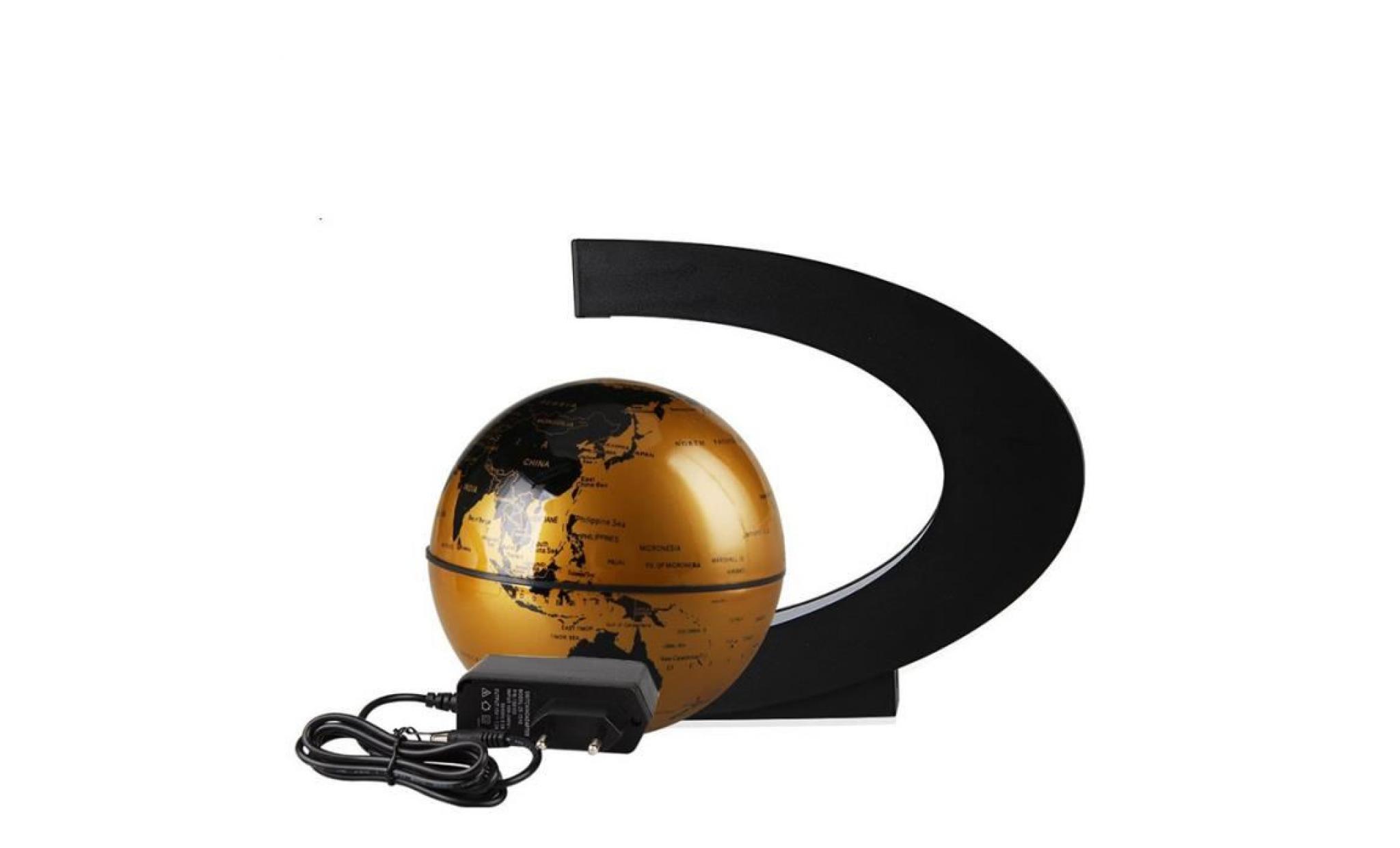 créatif globe terrestre lumineux flottant magnétique lévitation globe lamp avec lumières led sphère pour démonstration   golden pas cher