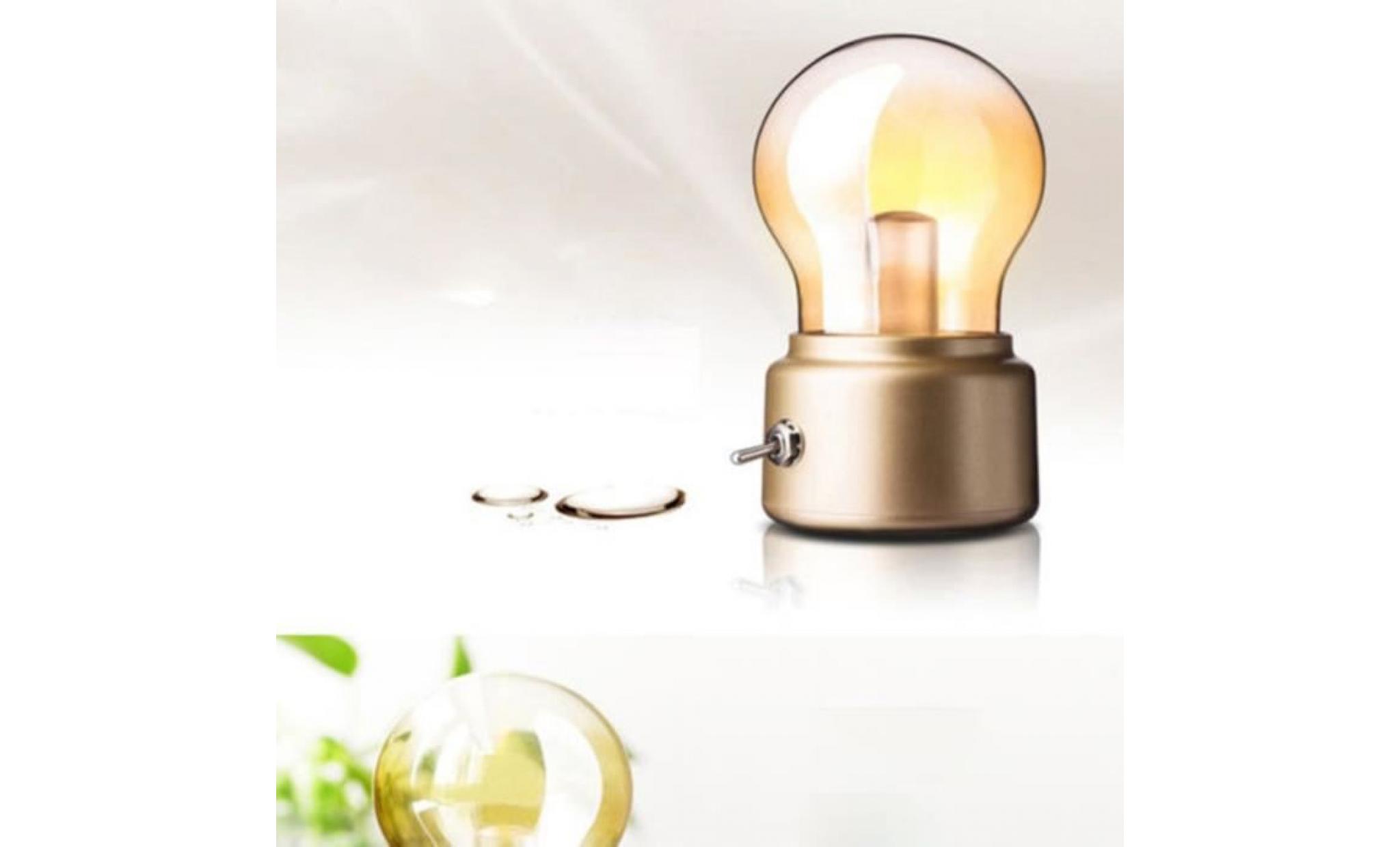 creative lampe rétro ampoule led nuit lumière usb rechargeables lumière de chevet dore wxx70612214gd pas cher
