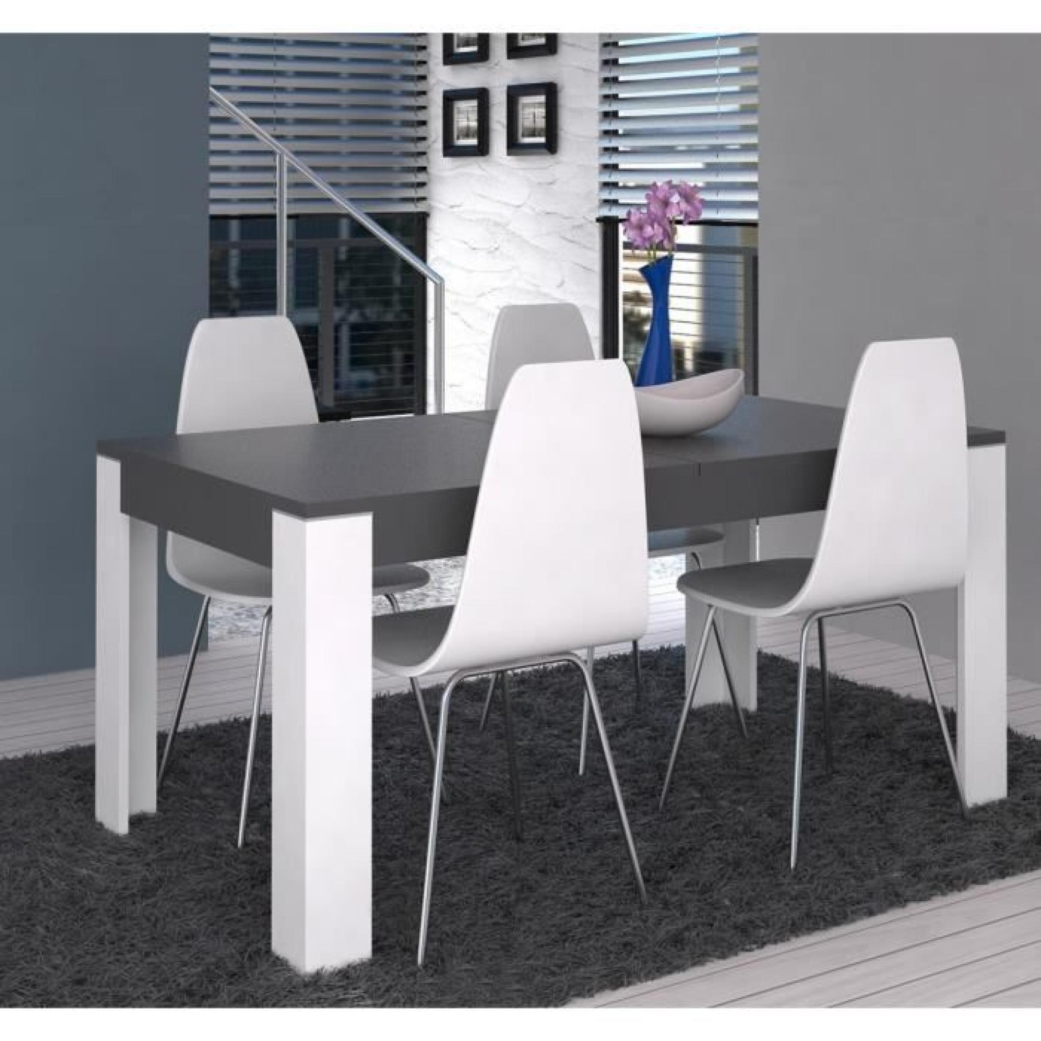 CROSS Table à manger extensible 160-207x90cm blanc et gris