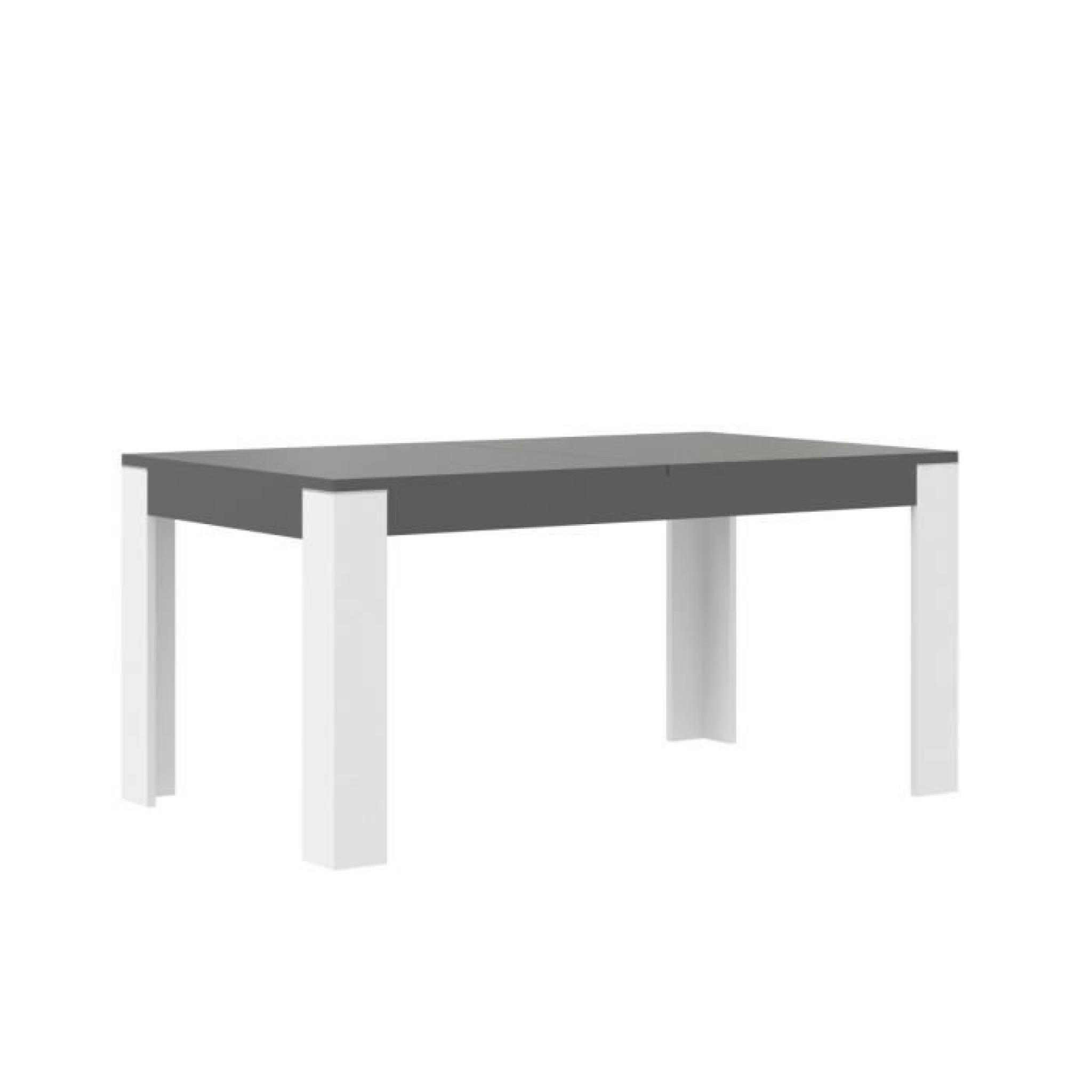 CROSS Table à manger extensible 160-207x90cm blanc et gris pas cher