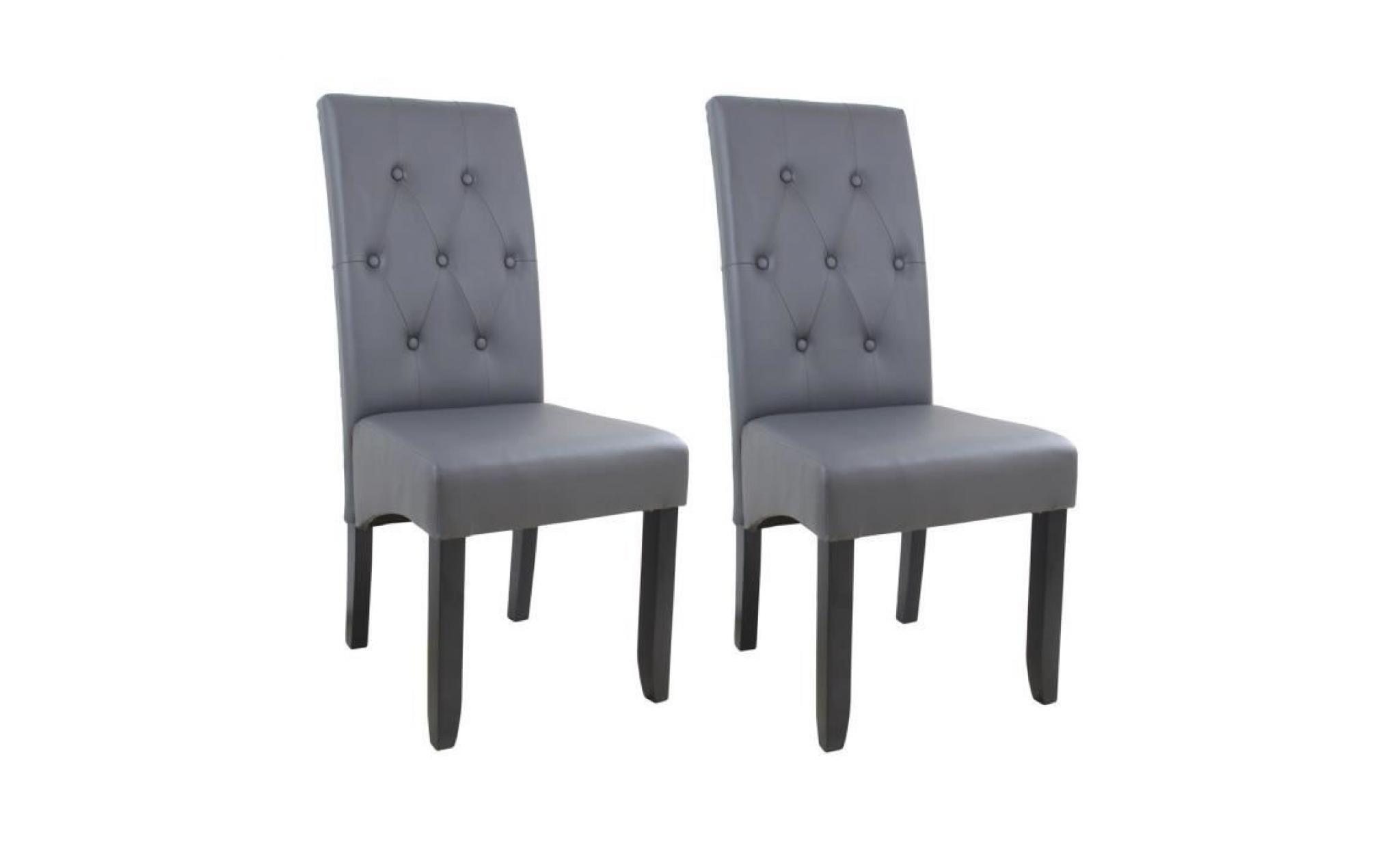 cuba lot de 2 chaises de salle à manger   simili noir   style contemporain   l 45 x p 60 cm