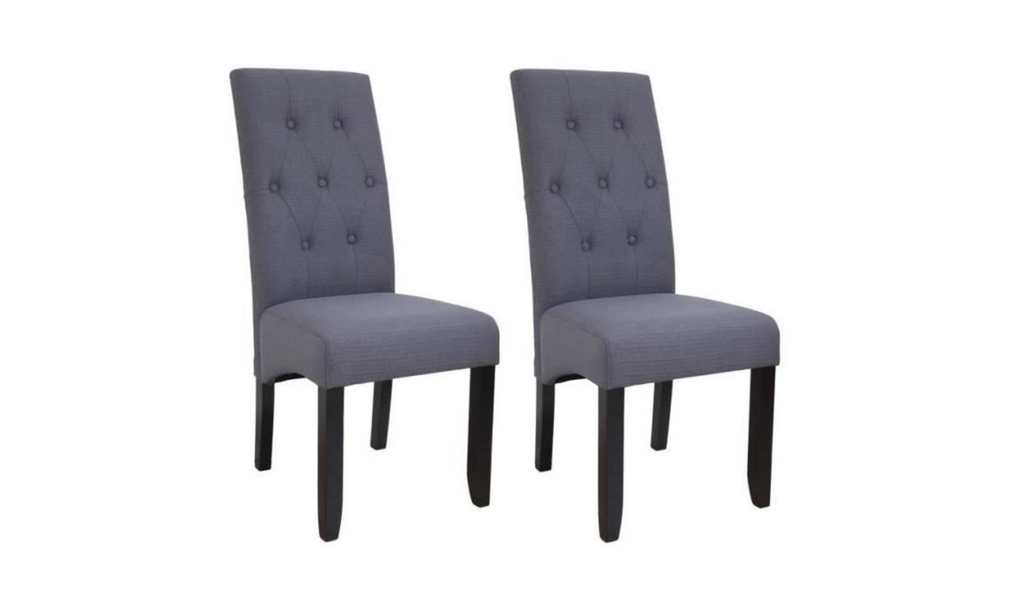 cuba lot de 2 chaises de salle à manger en tissu gris   contemporain   l 48 x p 42 cm