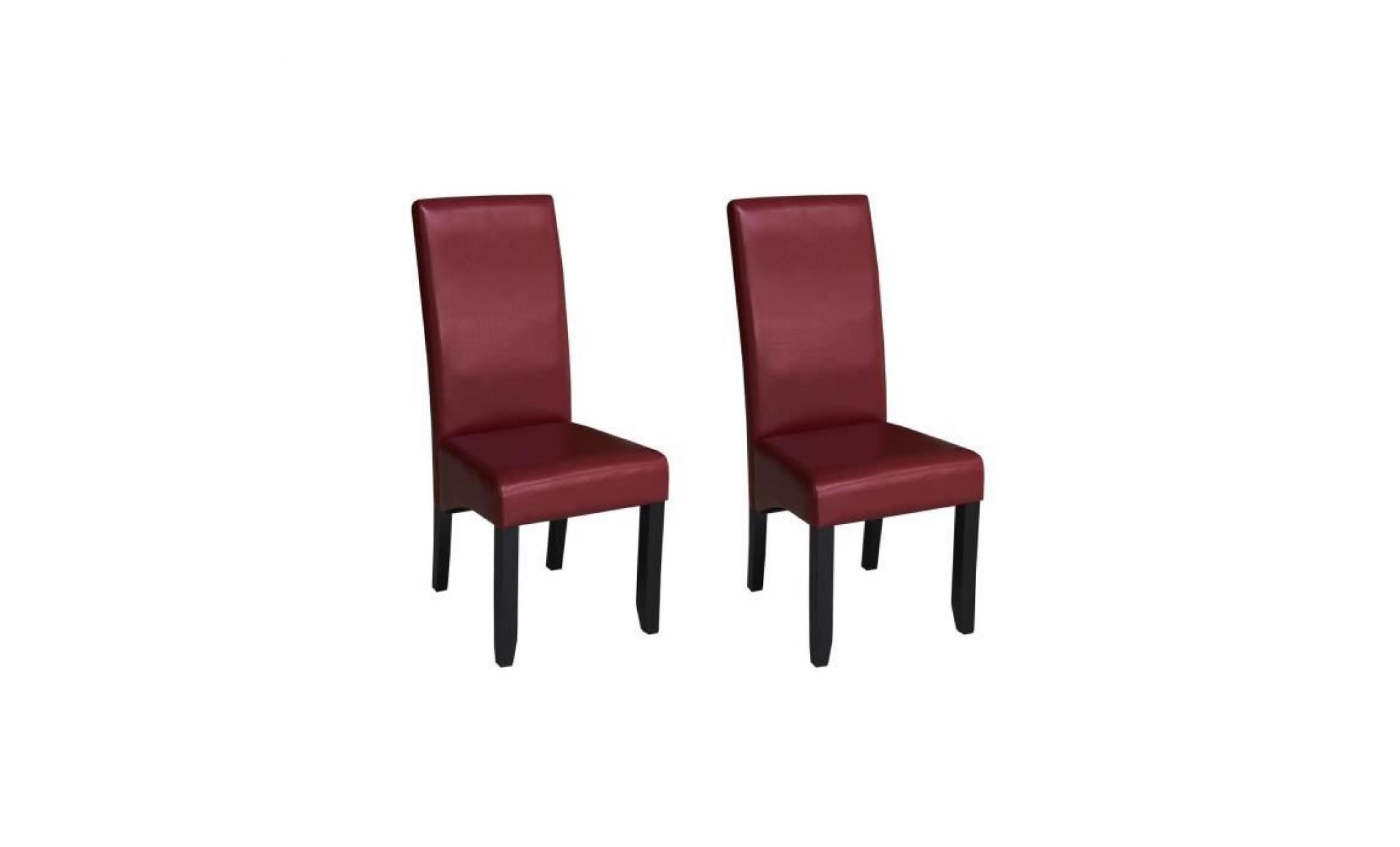 cuba lot de 2 chaises de salle à manger   simili bordeaux   style contemporain   l 48 x p 64 cm