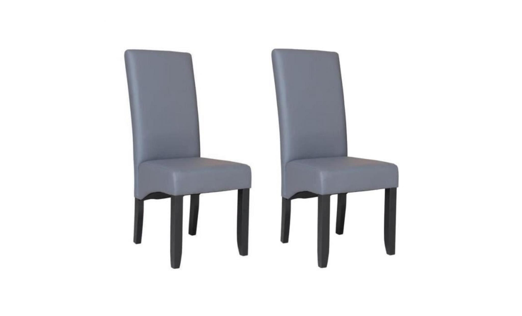 cuba lot de 2 chaises de salle à manger   simili gris   style contemporain   l 48 x p 64 cm