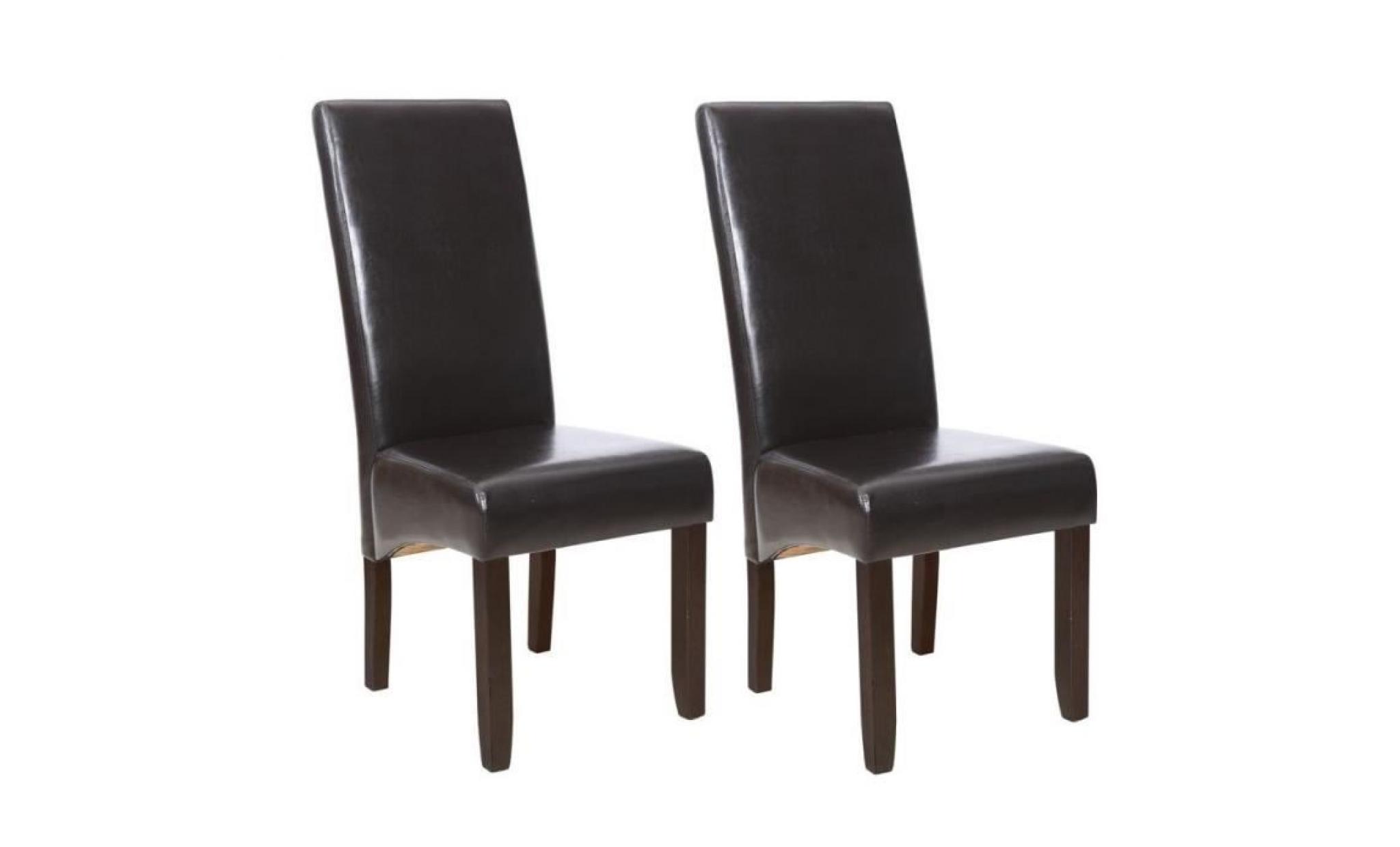 cuba lot de 2 chaises de salle à manger   simili marron   style contemporain   l 48 x p 64 cm