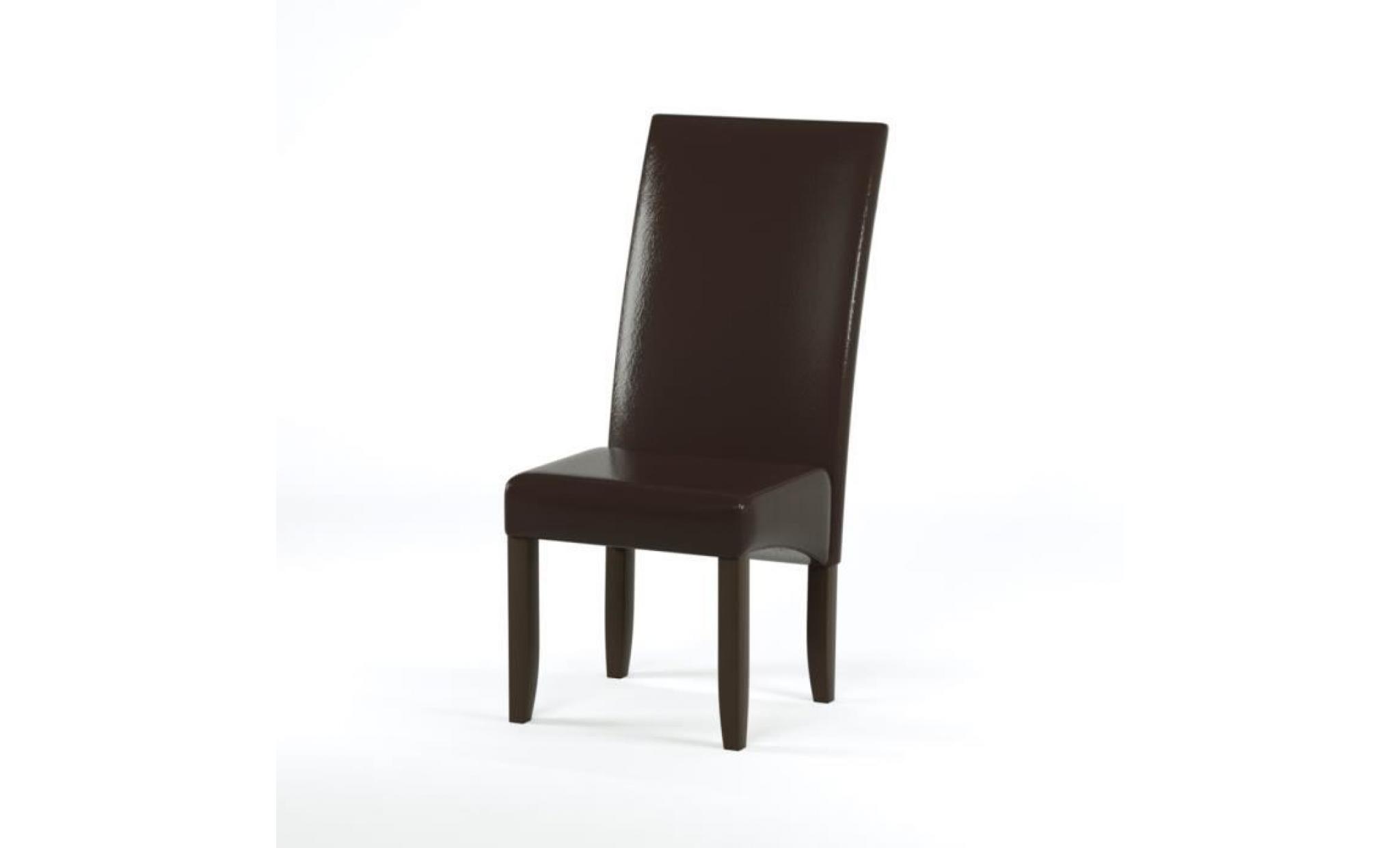 cuba lot de 2 chaises de salle à manger   simili marron   style contemporain   l 48 x p 64 cm pas cher