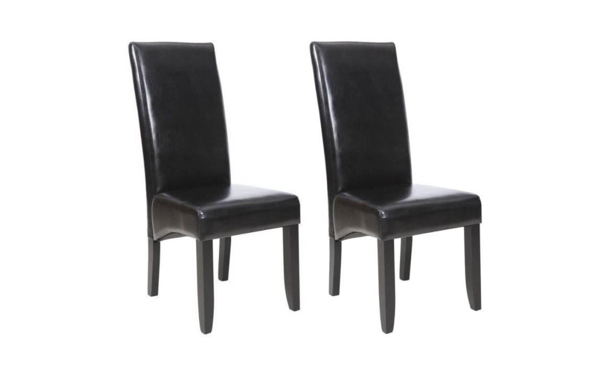 cuba lot de 2 chaises de salle à manger   simili noir  style contemporain   l 48 x p 64 cm