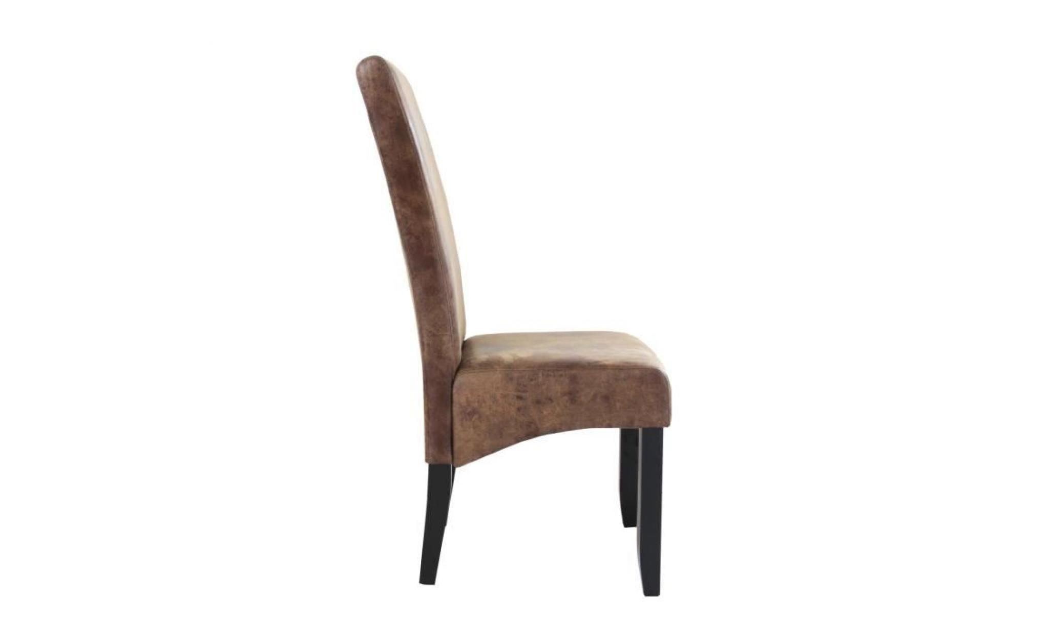 cuba lot de 2 chaises de salle à manger   tissu marron   style contemporain   l 48 x p 64 cm pas cher
