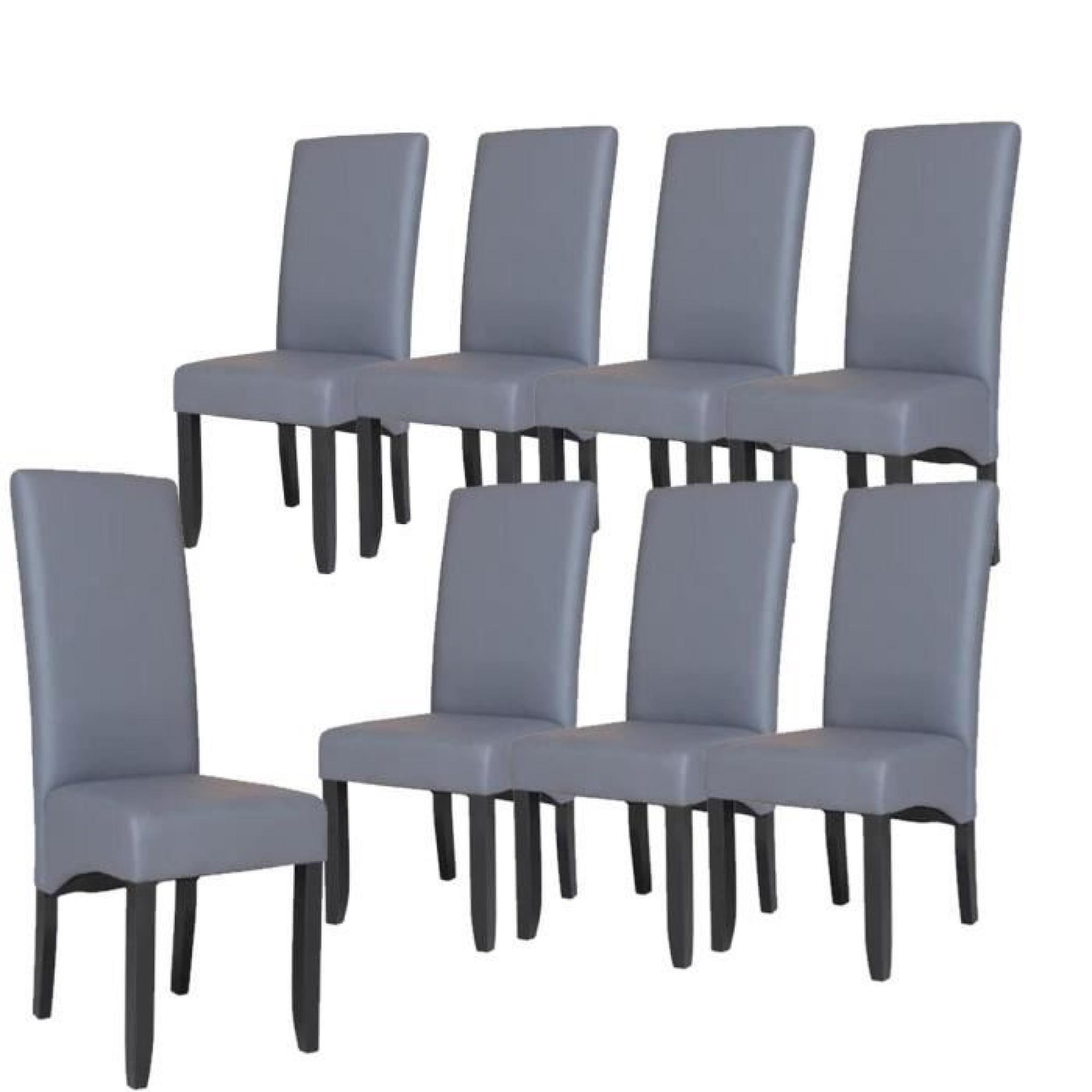 CUBA Lot de 8 chaises de salle à manger en simili gris