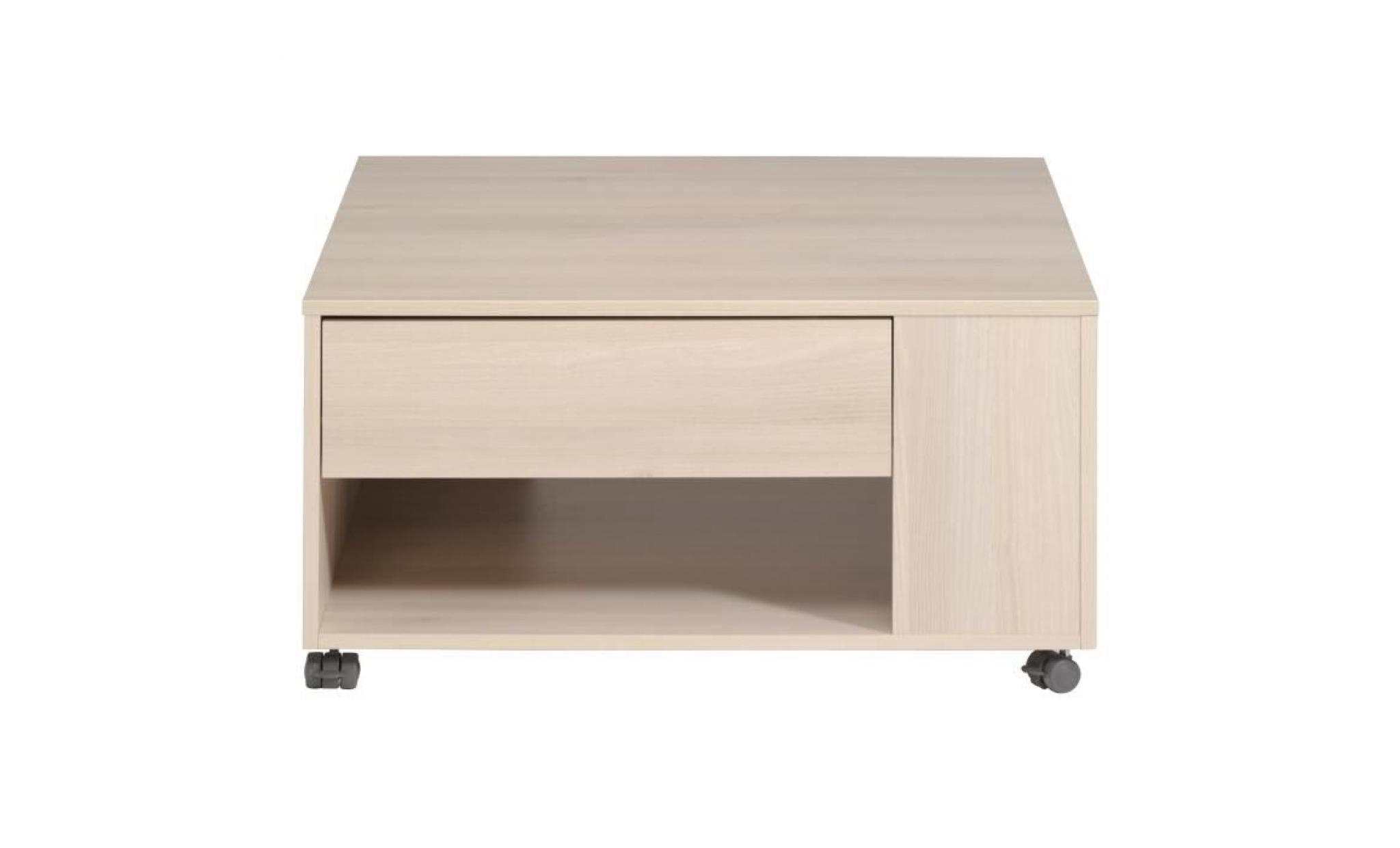 cuba table basse carrée classique décor acacia clair   l 75 x l 75 cm