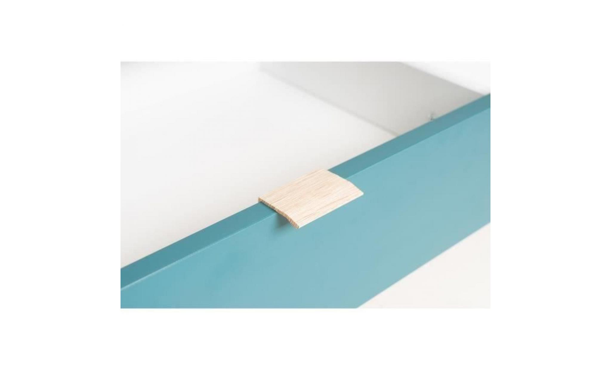 cuba table basse scandinave décor chêne, blanc, gris et bleu pétrol   l 100 x l 60 cm pas cher