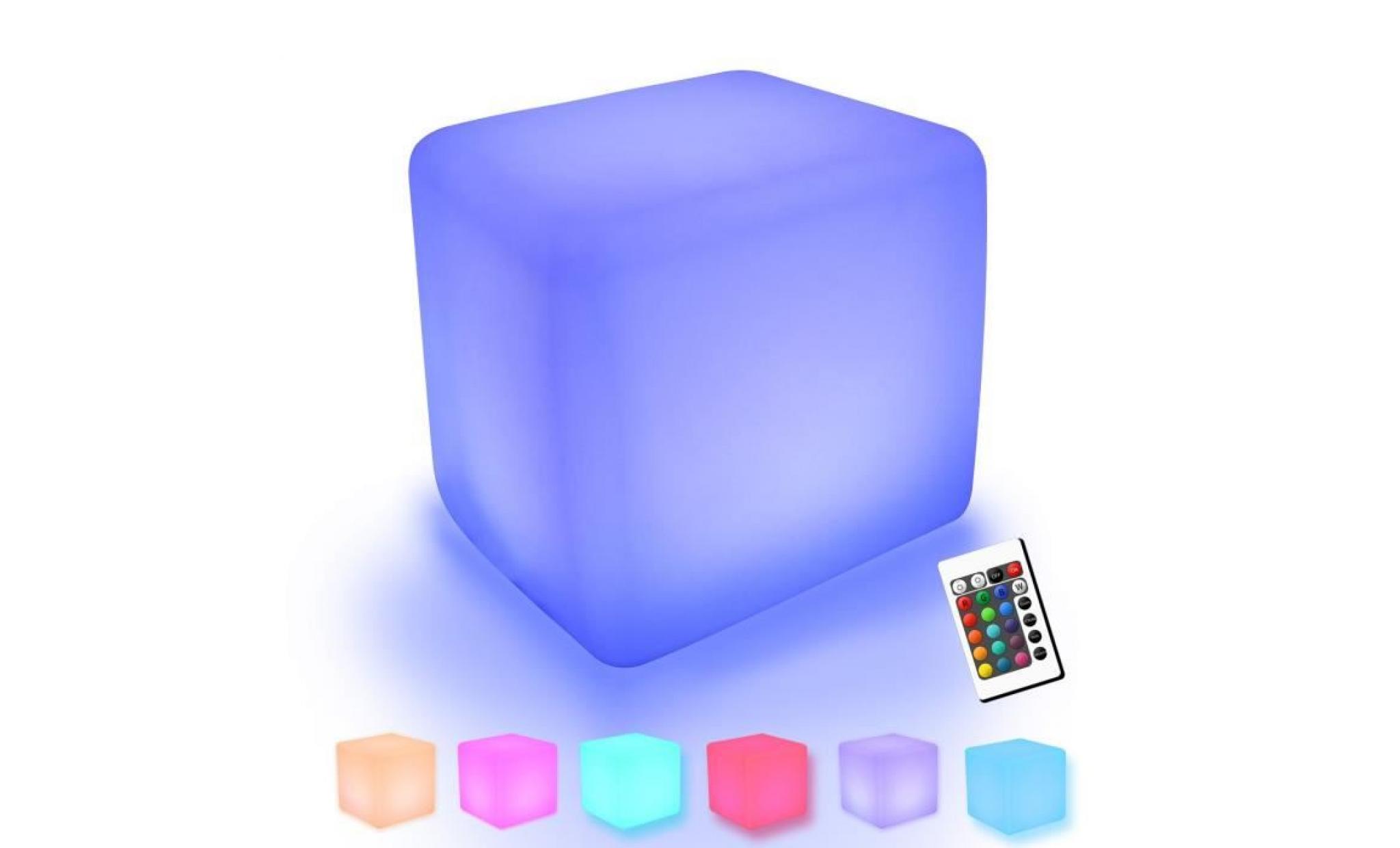 cube tabouret siège extérieur imperméable led– light meuble + table basse tabouret 30cm lumineux multicolore + télécommande
