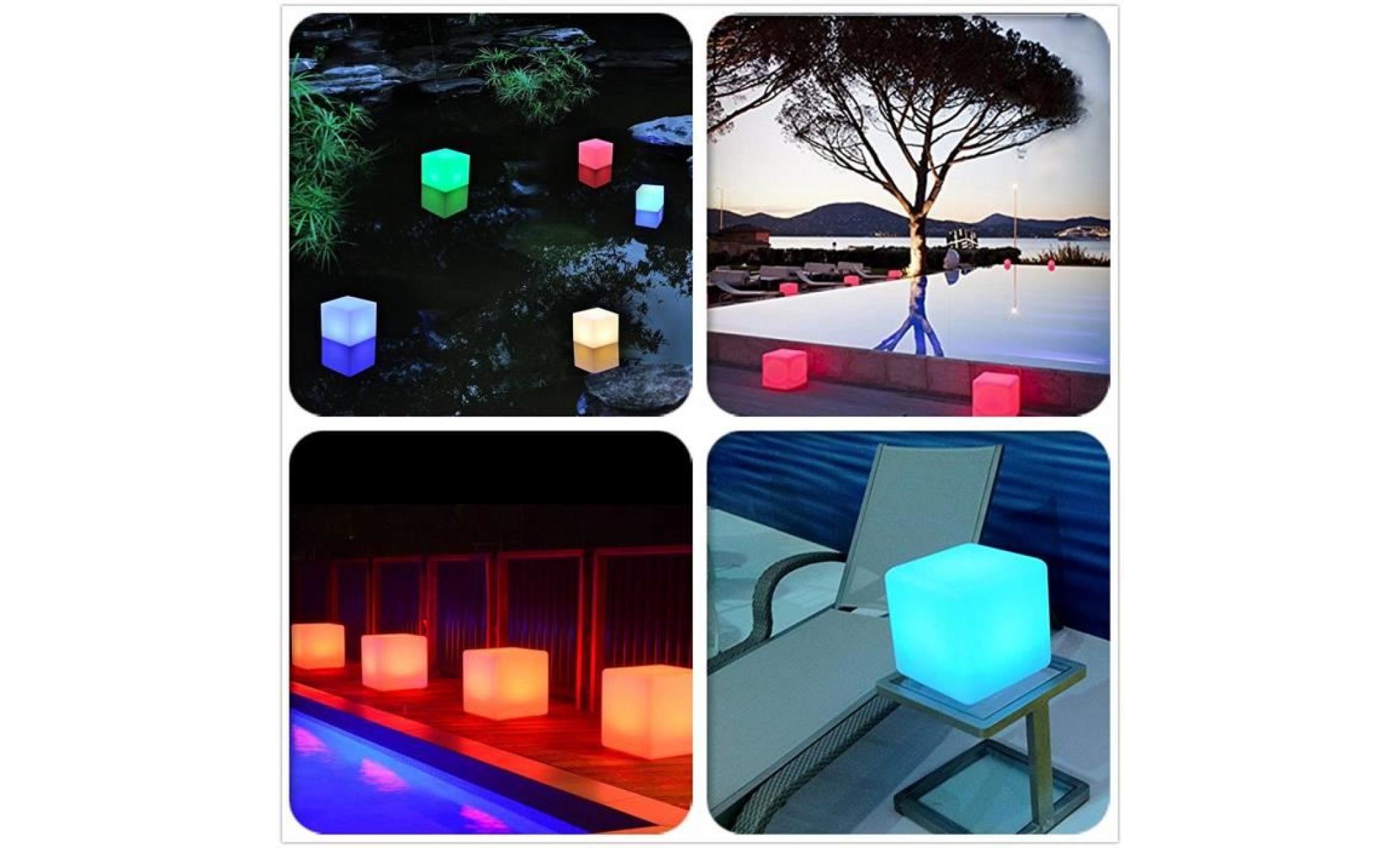cube tabouret siège extérieur imperméable led– light meuble + table basse tabouret 30cm lumineux multicolore + télécommande pas cher