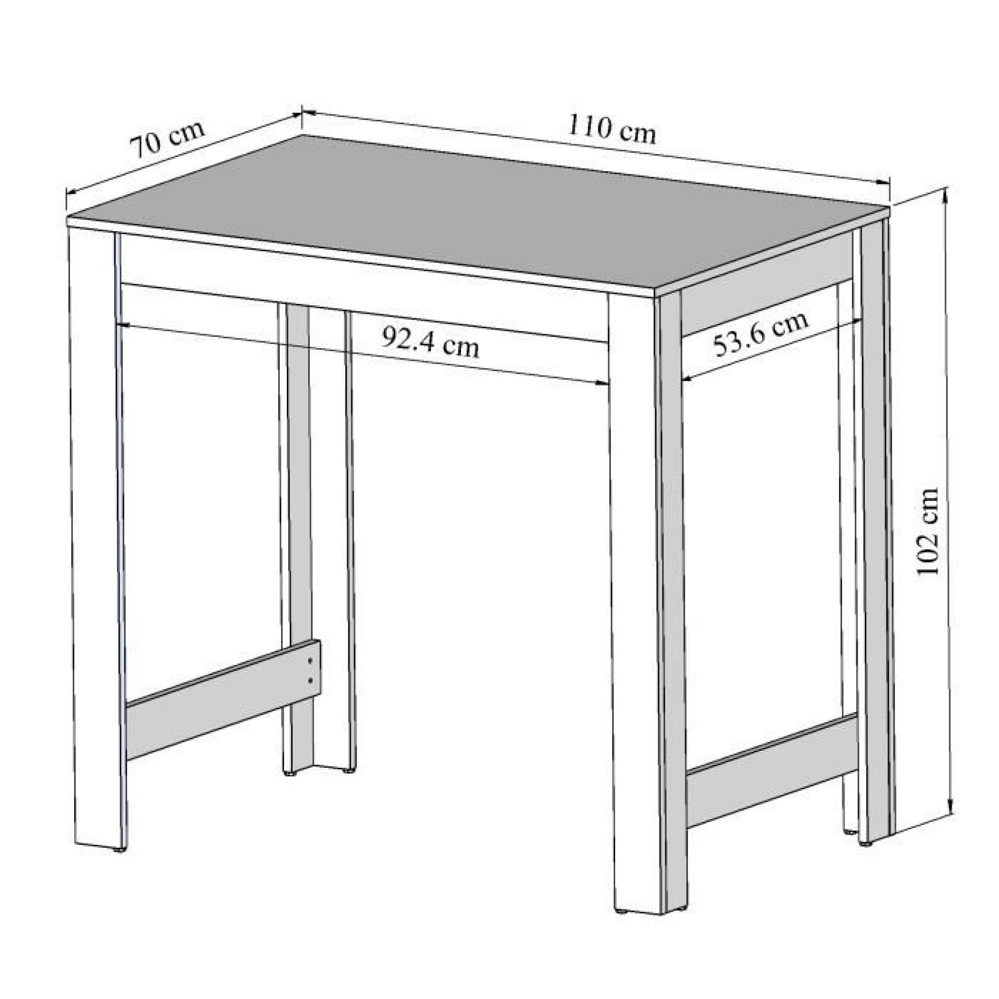 CURRY Table bar L110 cm piétement + plateau blanc pas cher