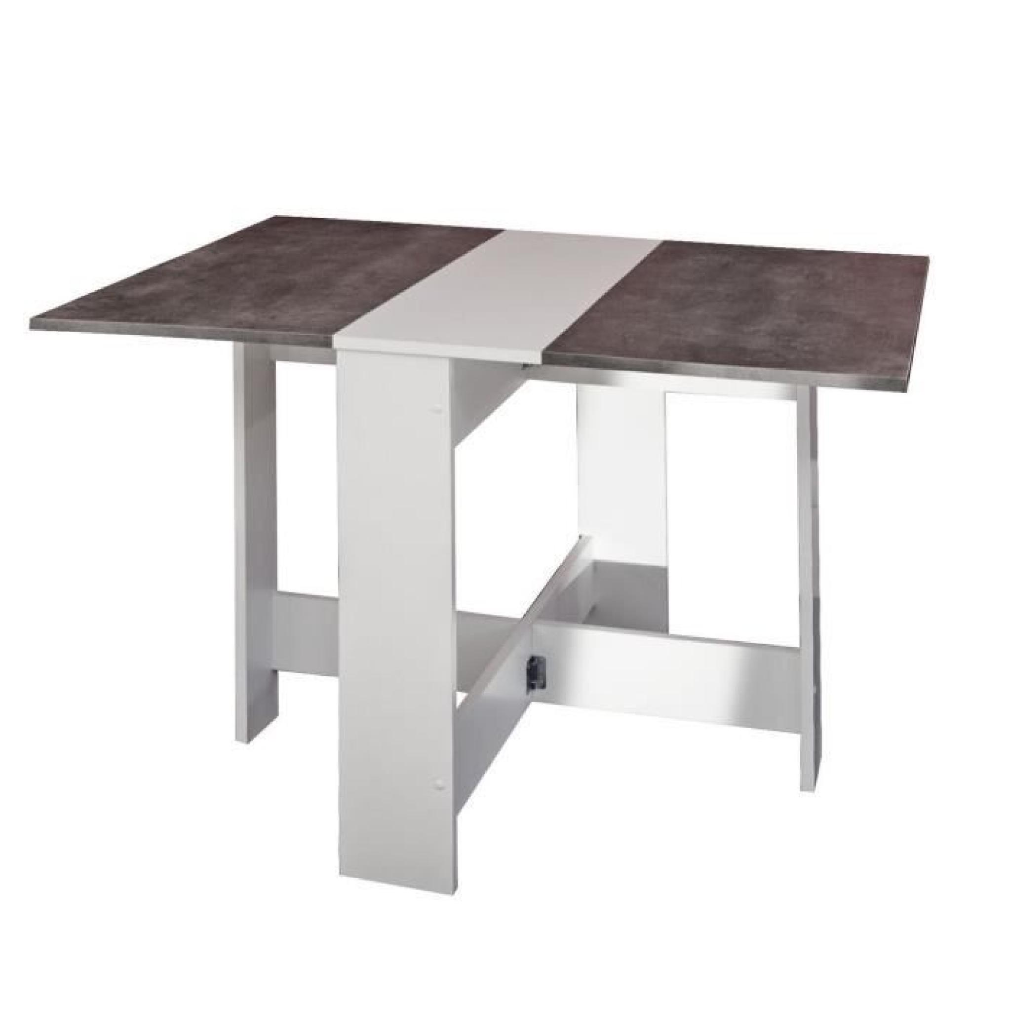CURRY Table pliante 28/103 cm blanc/béton foncé pas cher