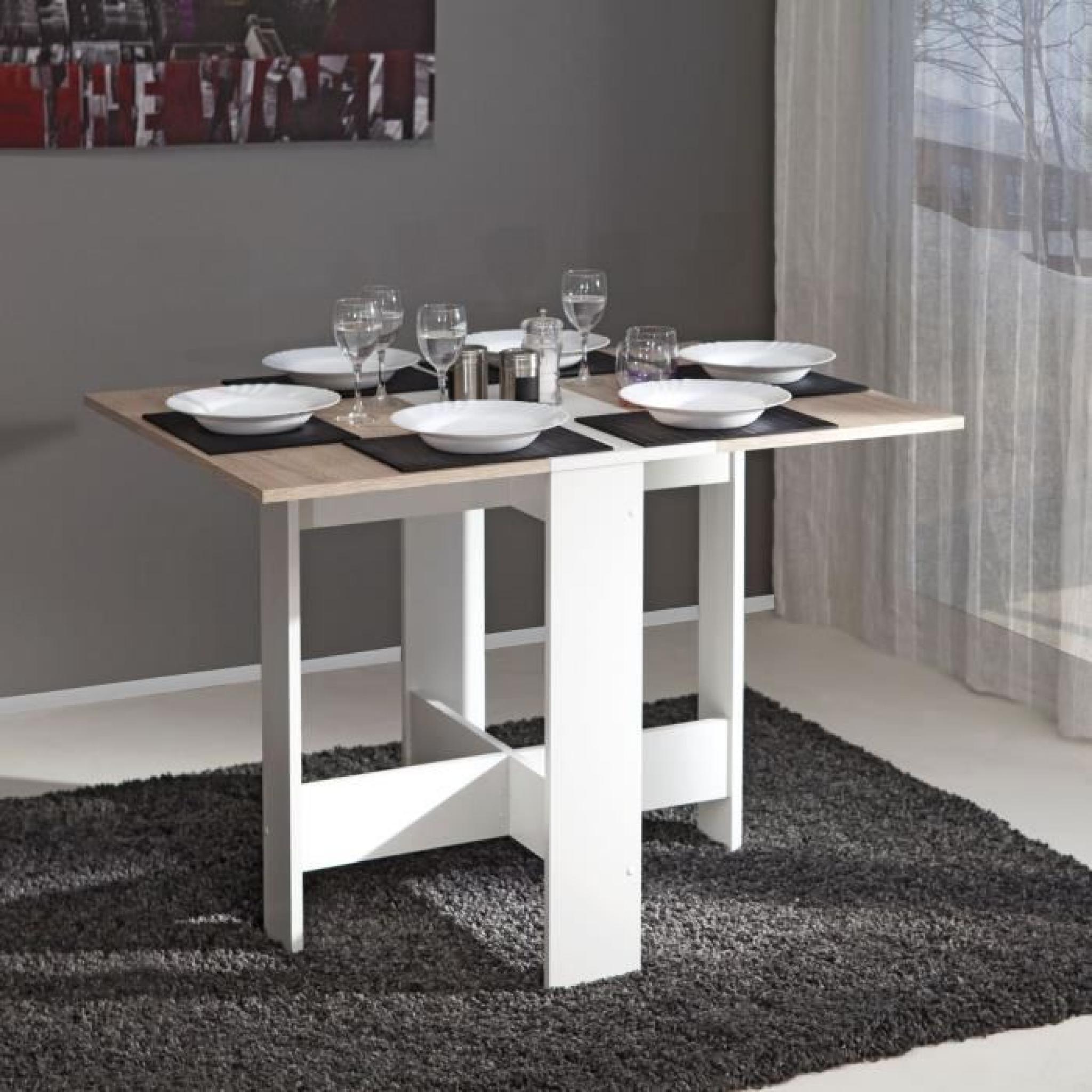 CURRY Table pliante 28/103 cm blanc/chêne naturel