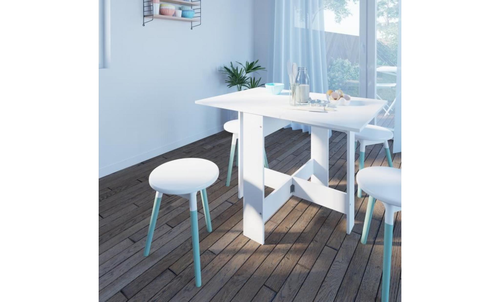 CURRY Table pliante 28/103 cm décor blanc pas cher
