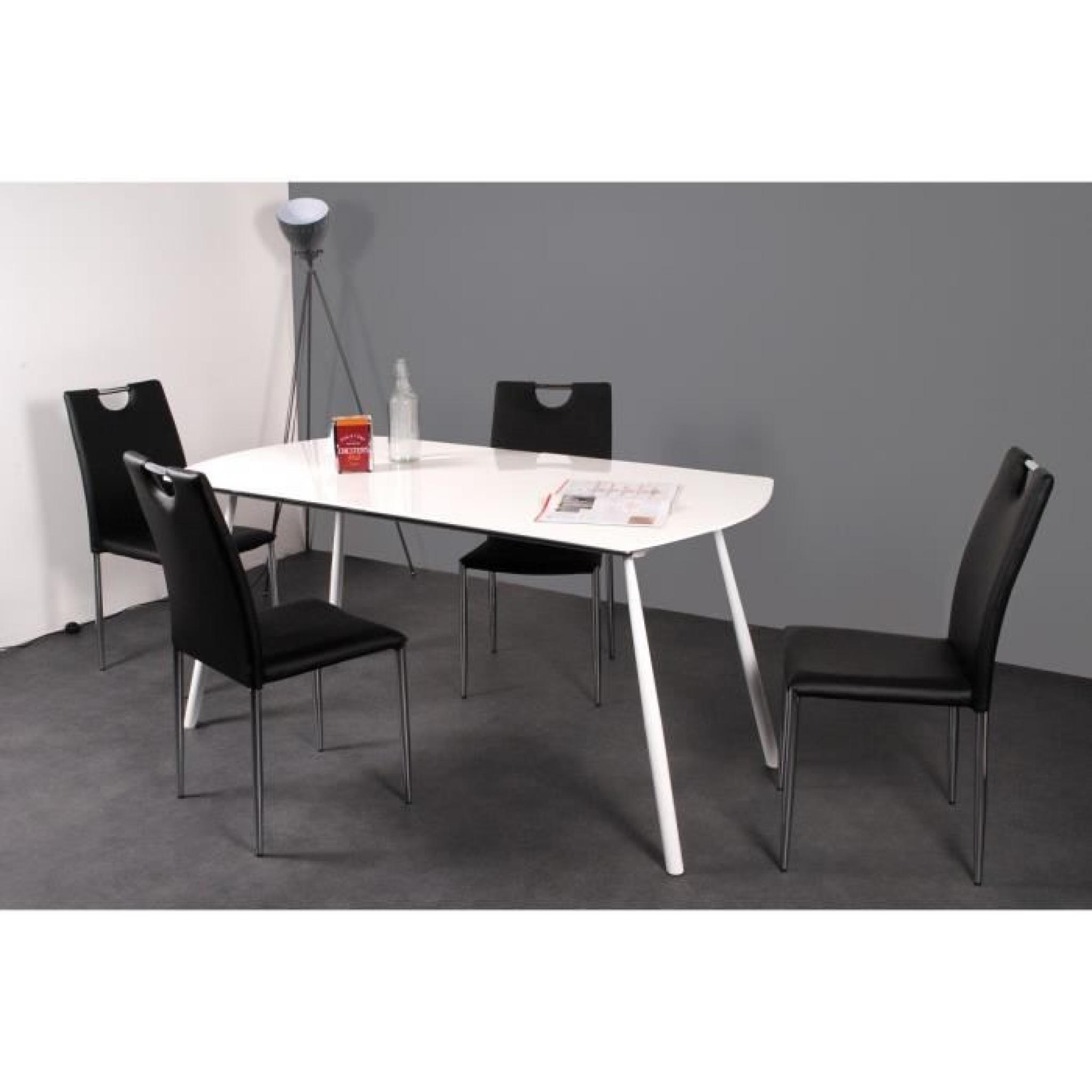 CURVE Table à manger  extensible 160-200x80 cm - Blanc brillant et noir mat pas cher