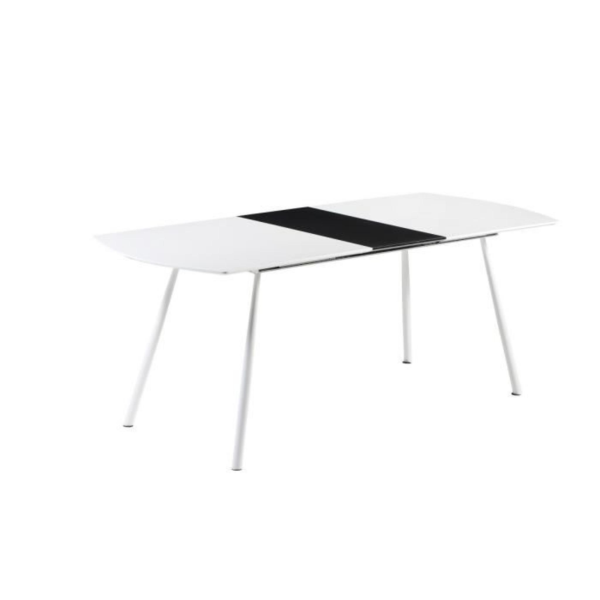 CURVE Table à manger  extensible 160-200x80 cm - Blanc brillant et noir mat pas cher