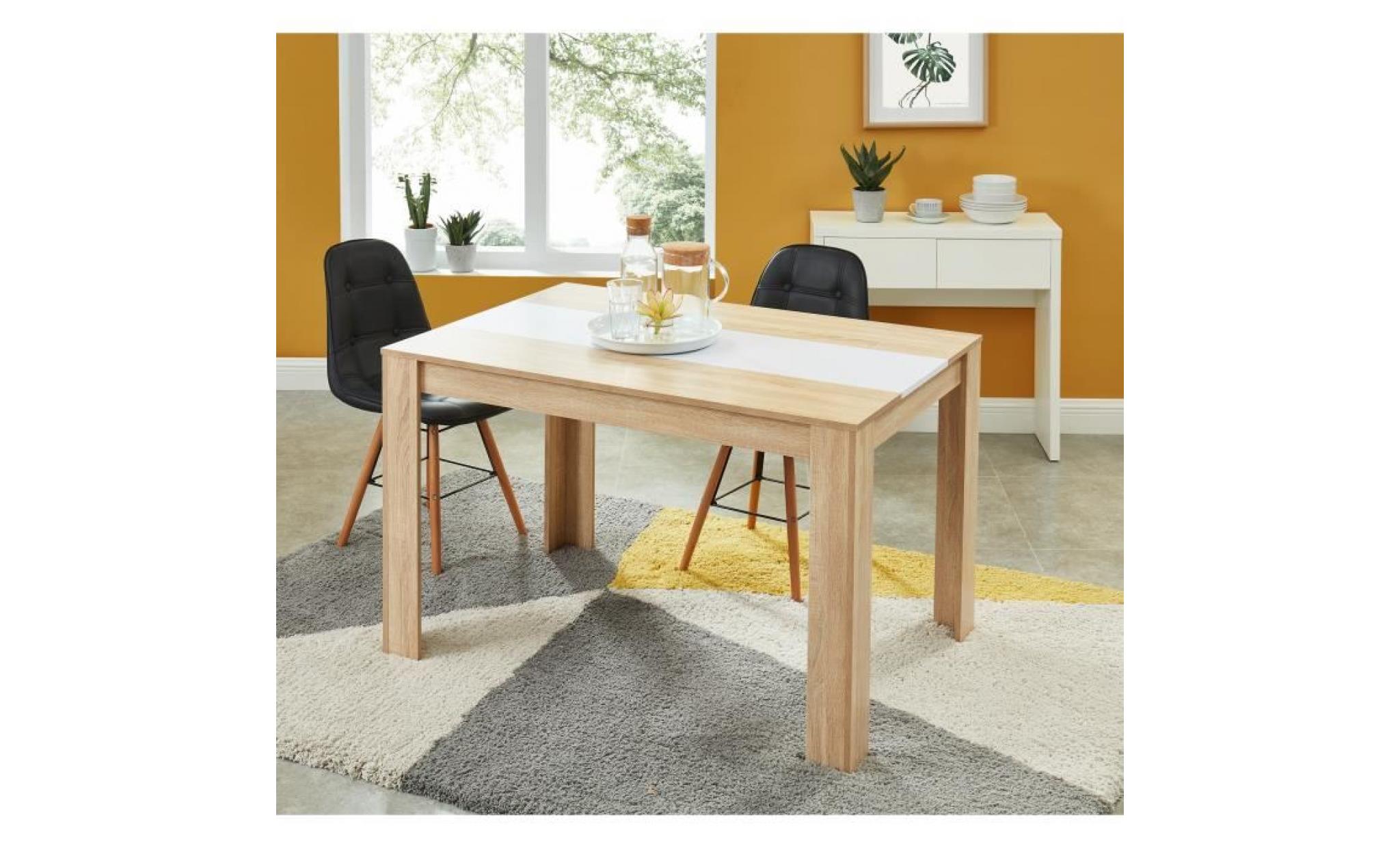 damia table à manger de 4 à 6 personnes style contemporain blanc et gris mat   l 140 x l 90 cm