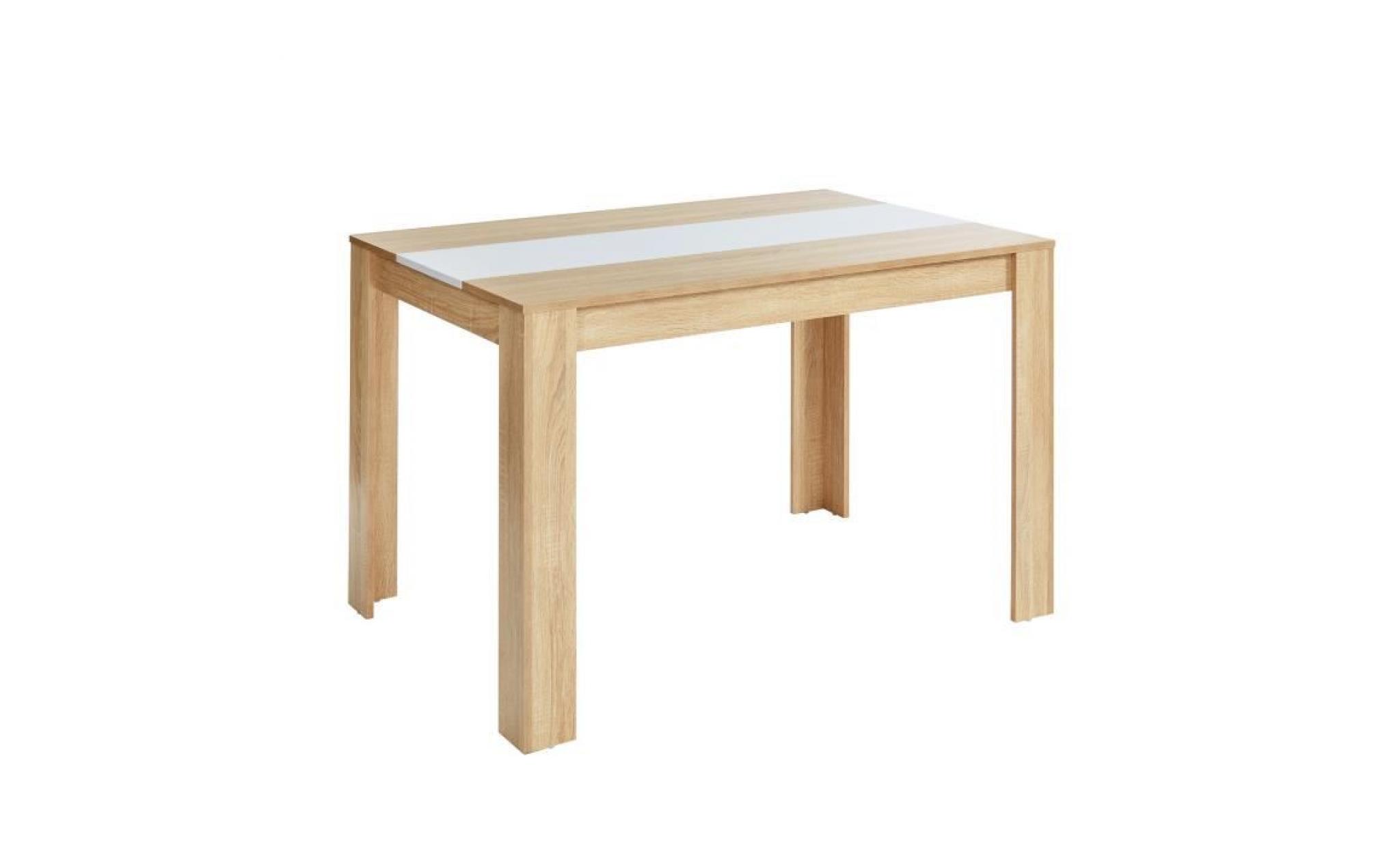 damia table à manger de 4 à 6 personnes style contemporain décor chêne et blanc   l 120 x l 80 cm pas cher