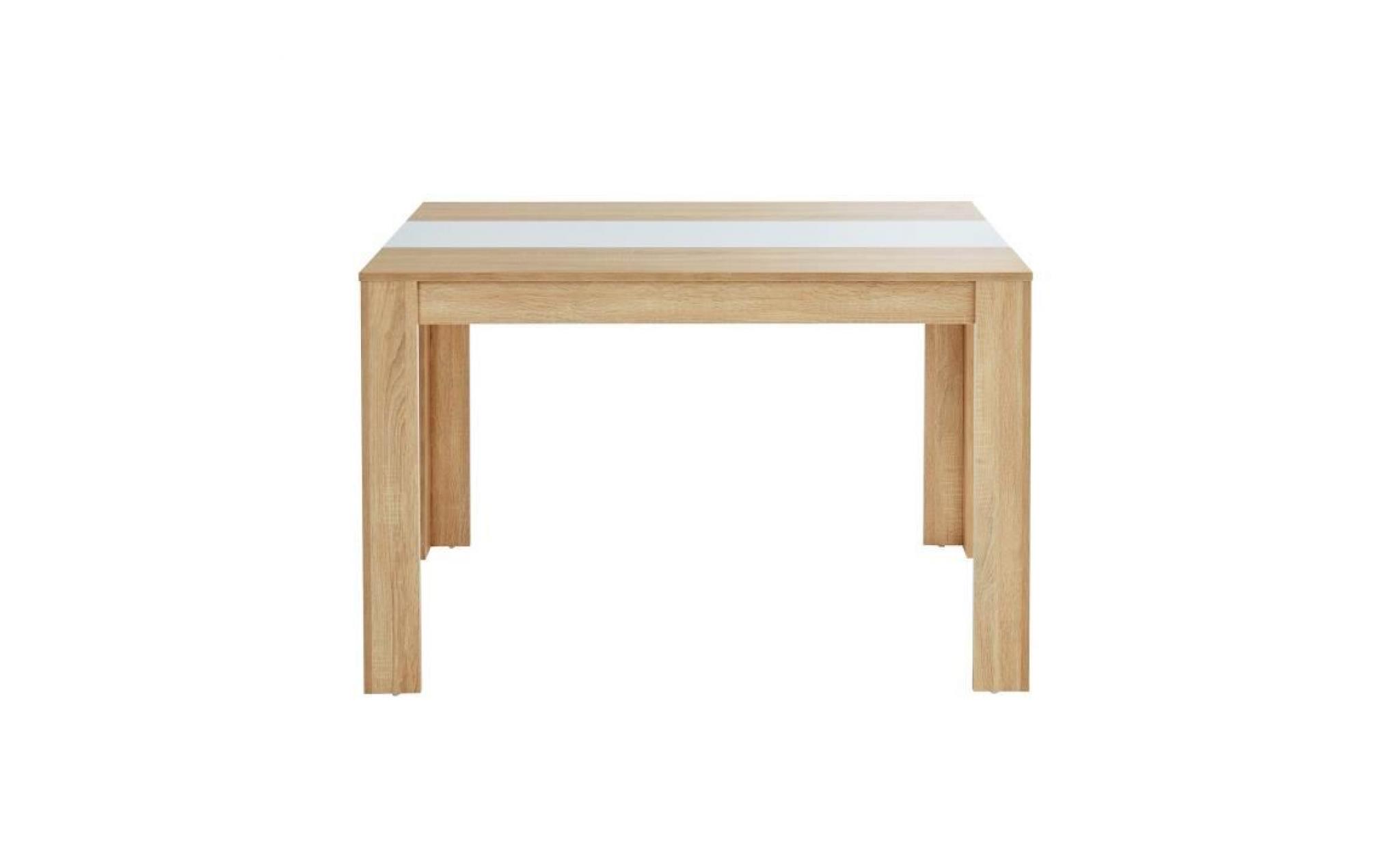 damia table à manger de 4 à 6 personnes style contemporain décor chêne et blanc mat   l 140 x l 90 cm pas cher
