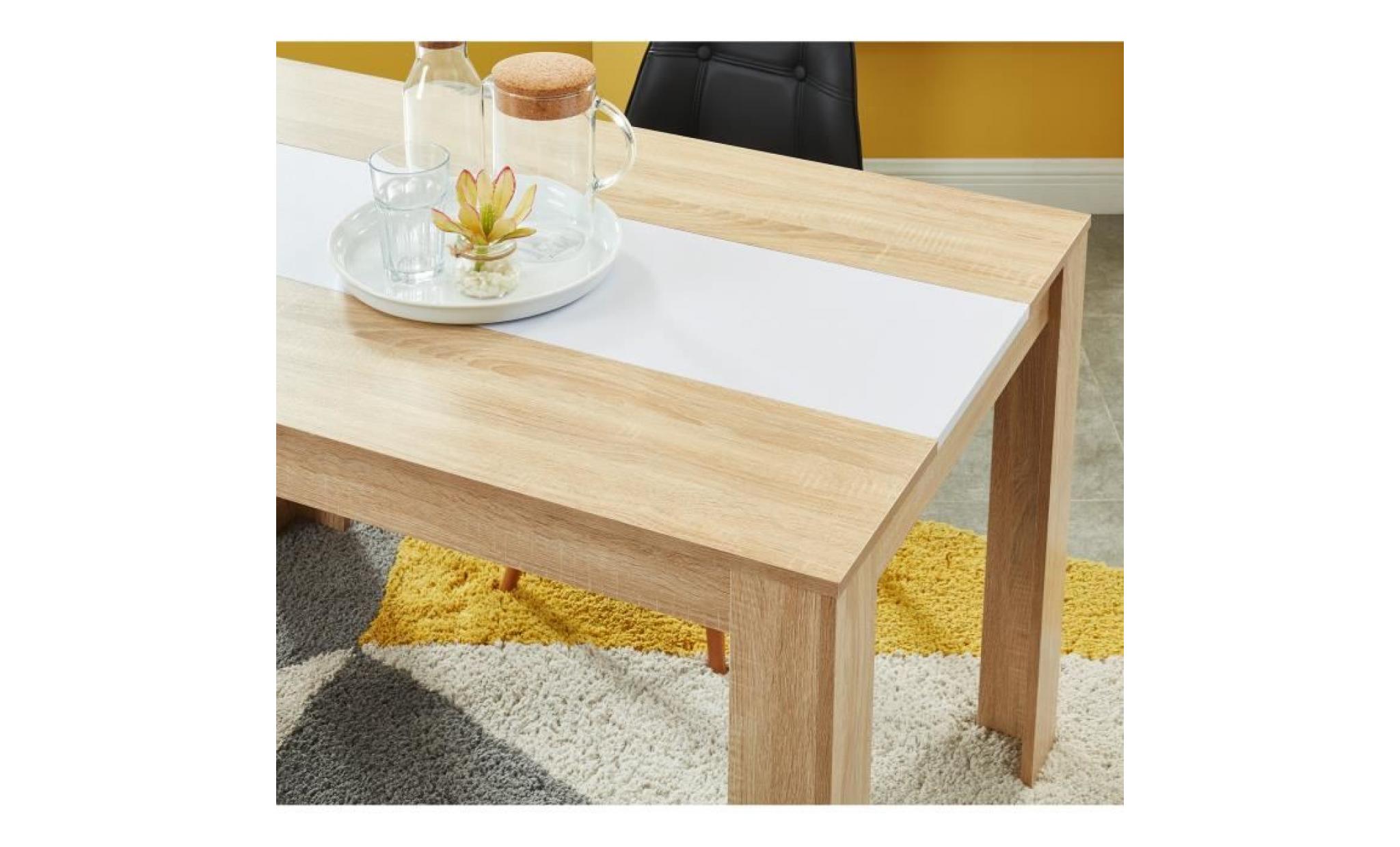 damia table à manger de 4 à 6 personnes style contemporain décor chêne et noir mat   l 140 x l 90 cm pas cher