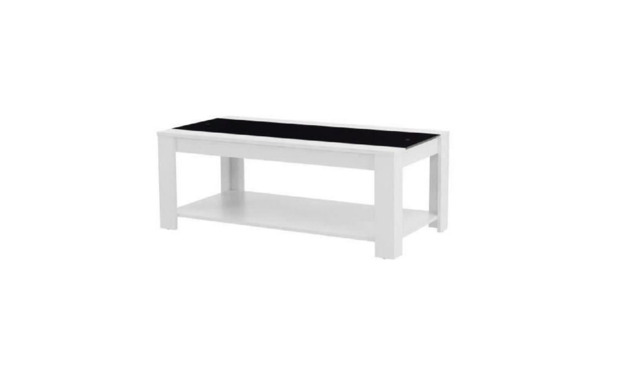 damia table basse style contemporain blanc et noir mat   l 110 x l 55 cm