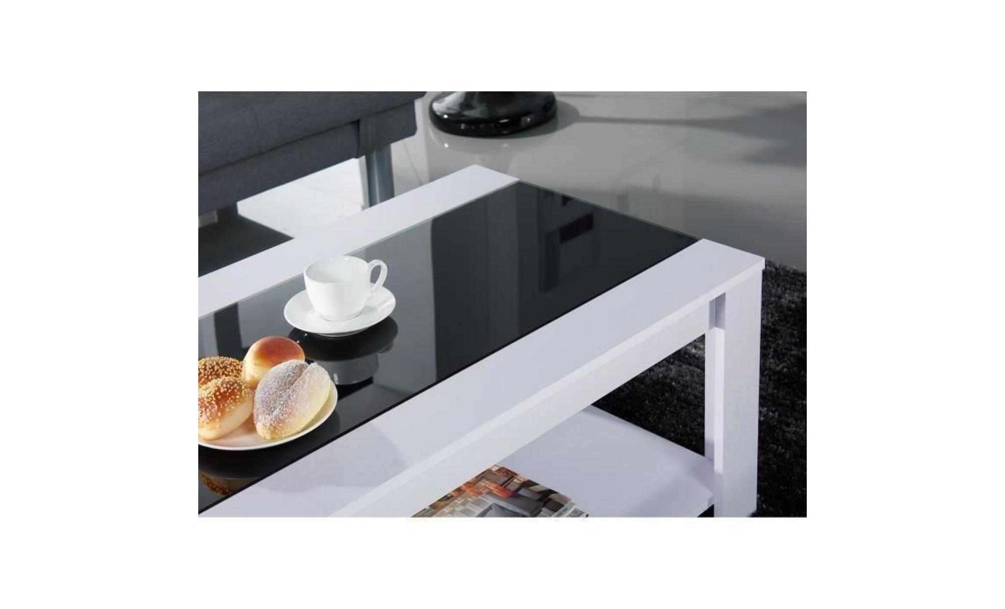 damia table basse style contemporain blanc et noir mat   l 110 x l 55 cm pas cher