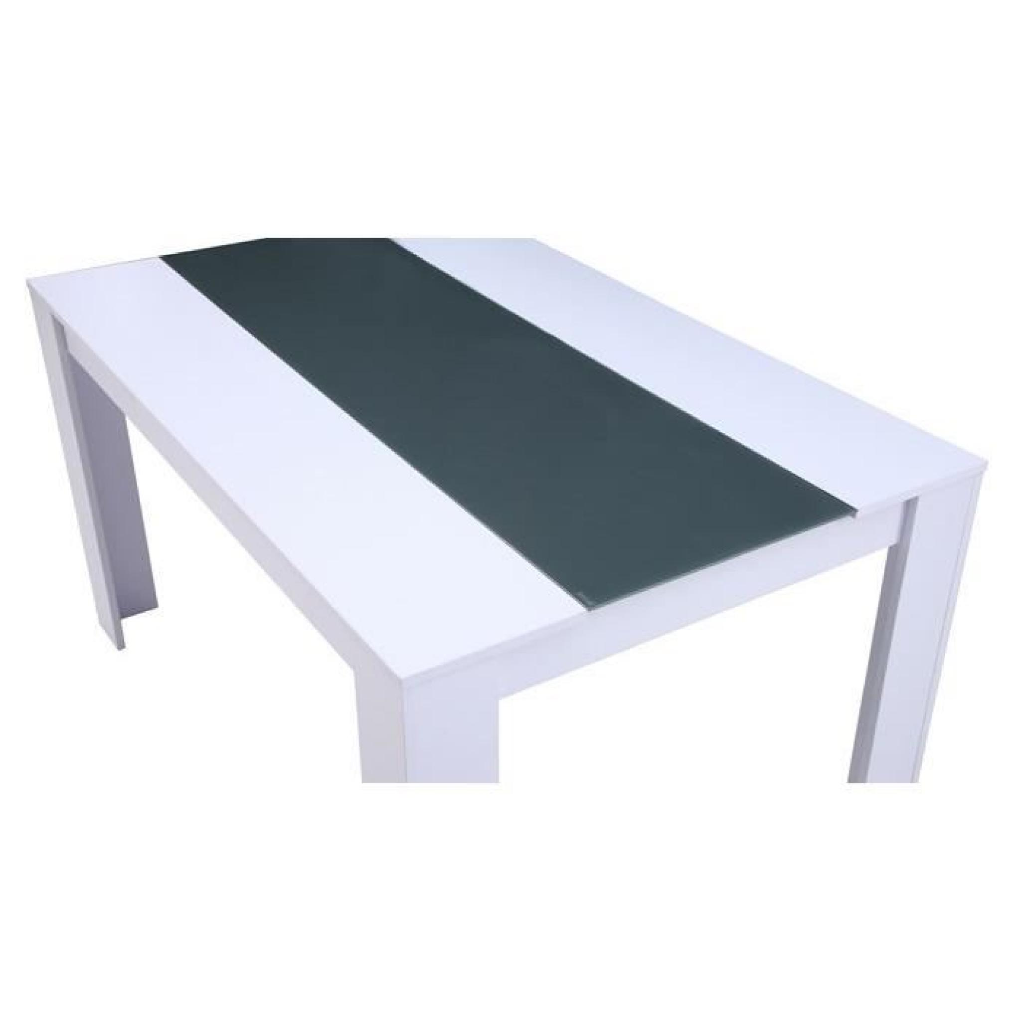 DAMIA Table de séjour 140 cm blanc/gris pas cher