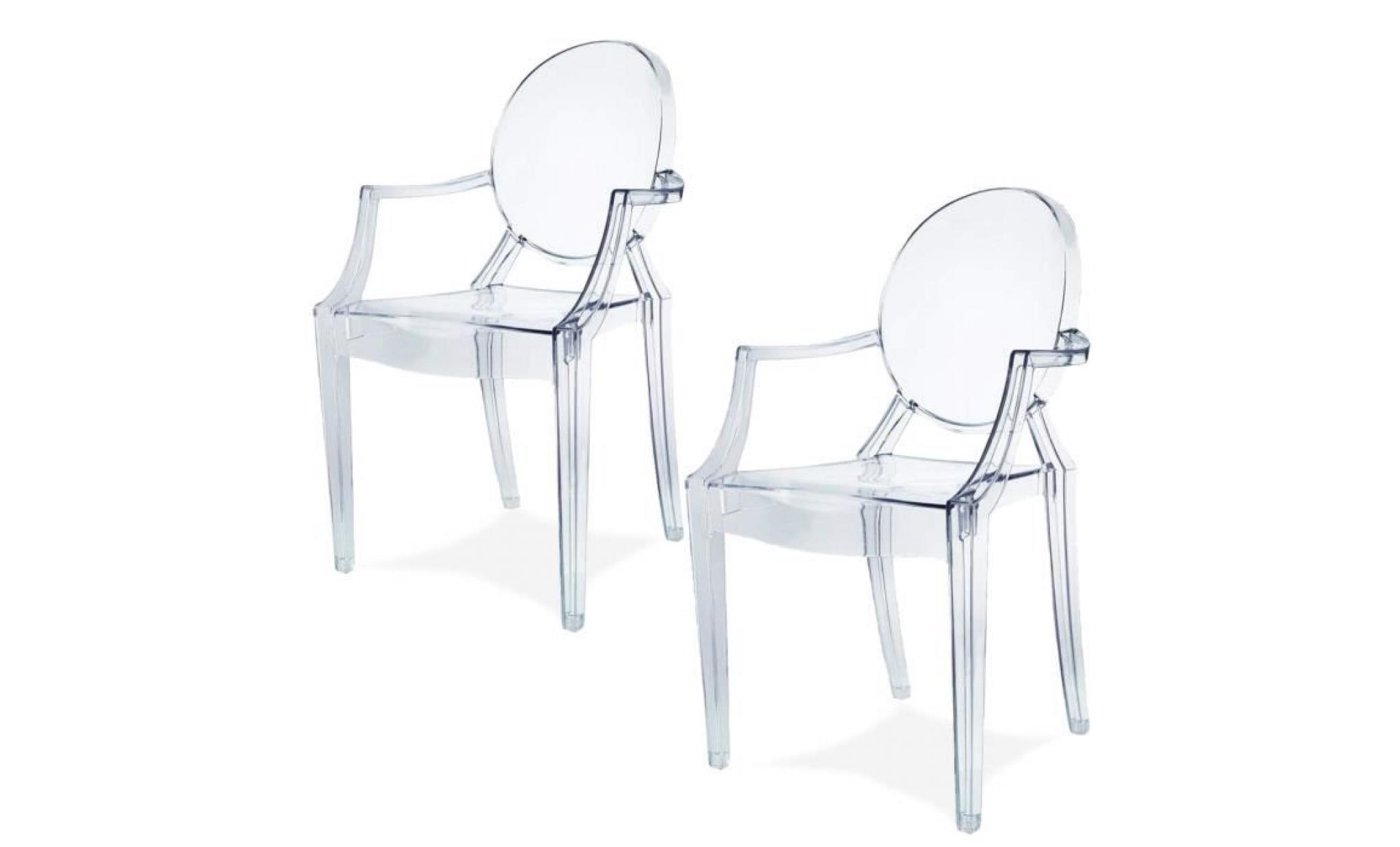 damiware lot de 2 plexiglas acrylique ghost chair accoudoir chaise spirit transparant. illustration en transparent (blanc)