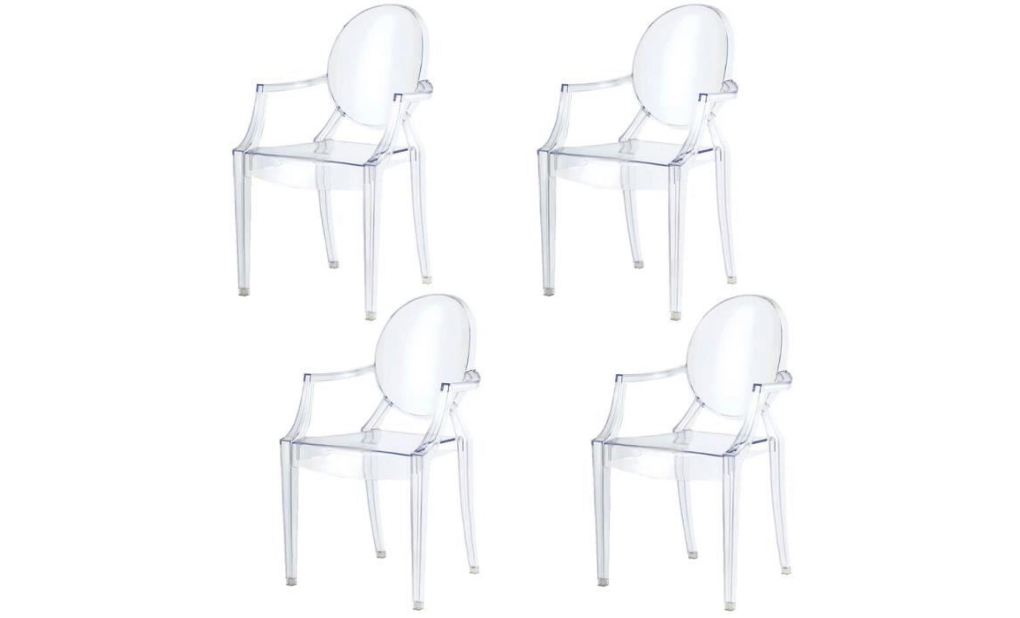 damiware lot de 4 plexiglas acrylique ghost chair accoudoir chaise spirit transparant. illustration en transparent (blanc)