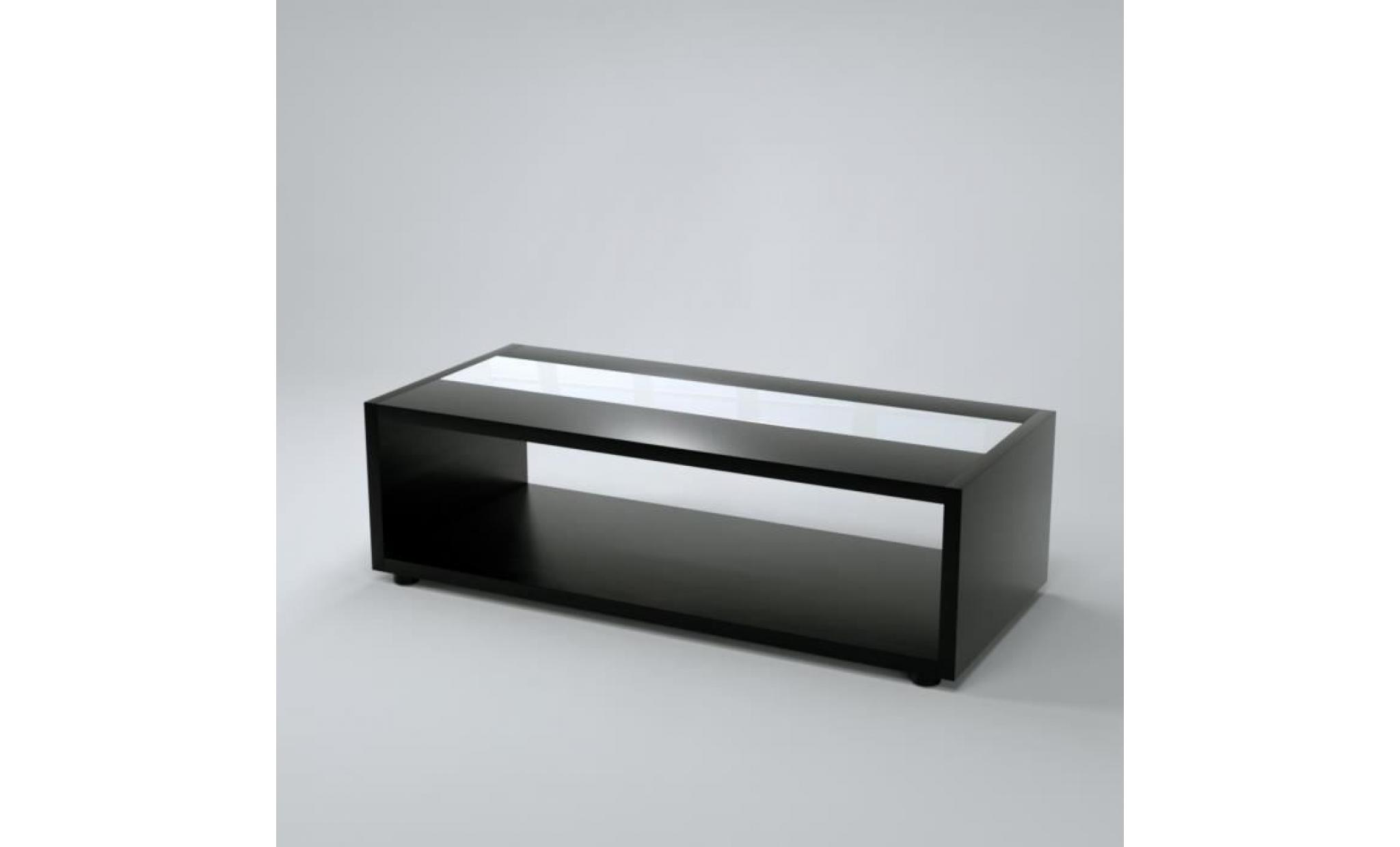 dany table basse contemporain  noir et blanc brillant 116 cm pas cher