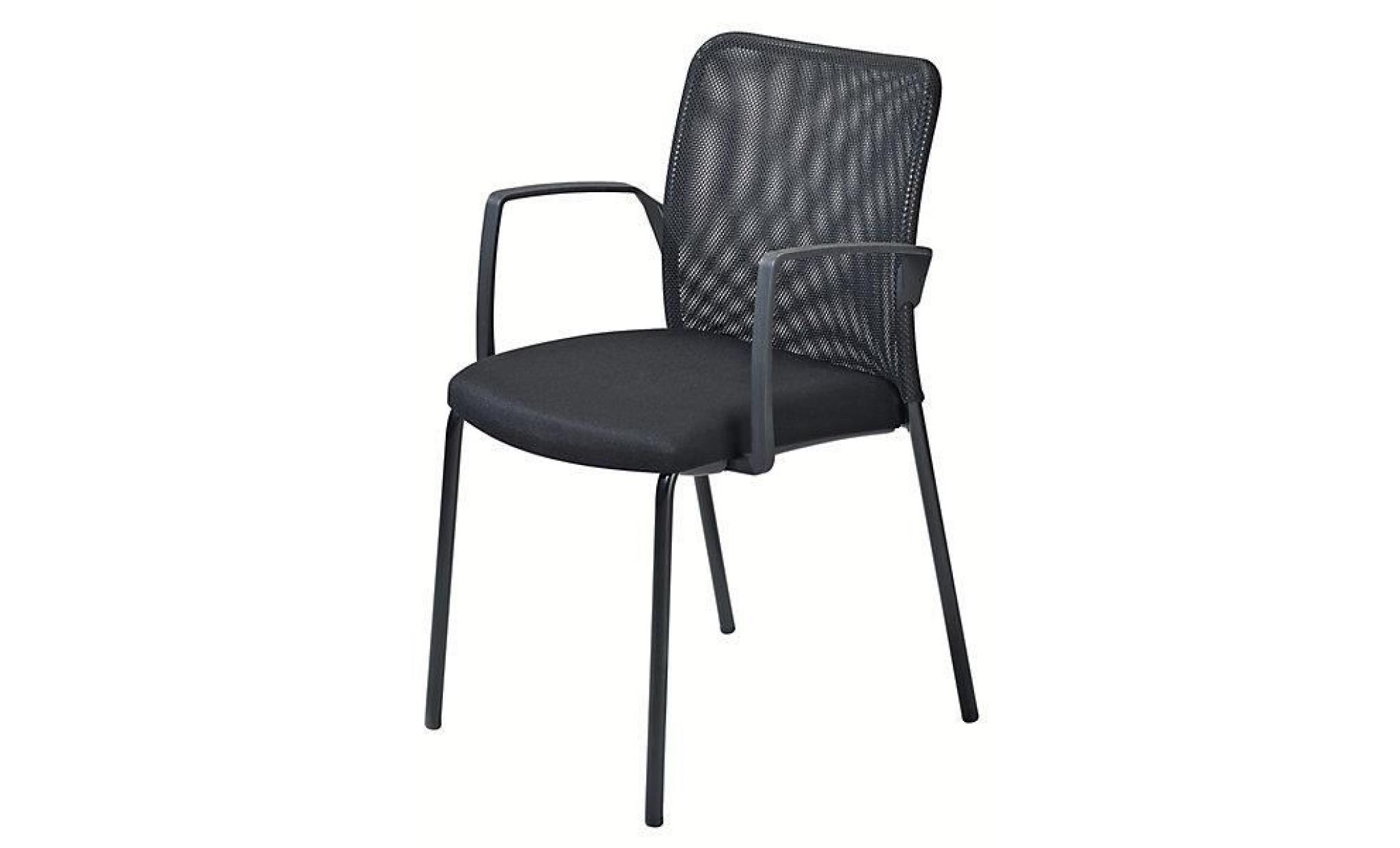 dauphin siège visiteur à dossier résille   noir, lot de 4   avec accoudoirs   chaise chaise de réunion chaise rembourrée chaises pas cher