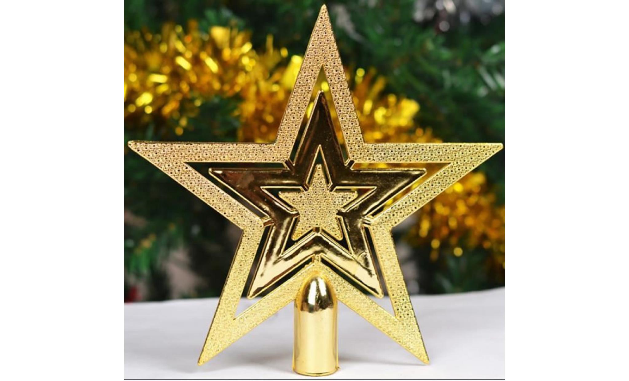 décor à la maison en plein air joyeux noël ornements arbre topper paillettes étoiles décoration doré 20 cm