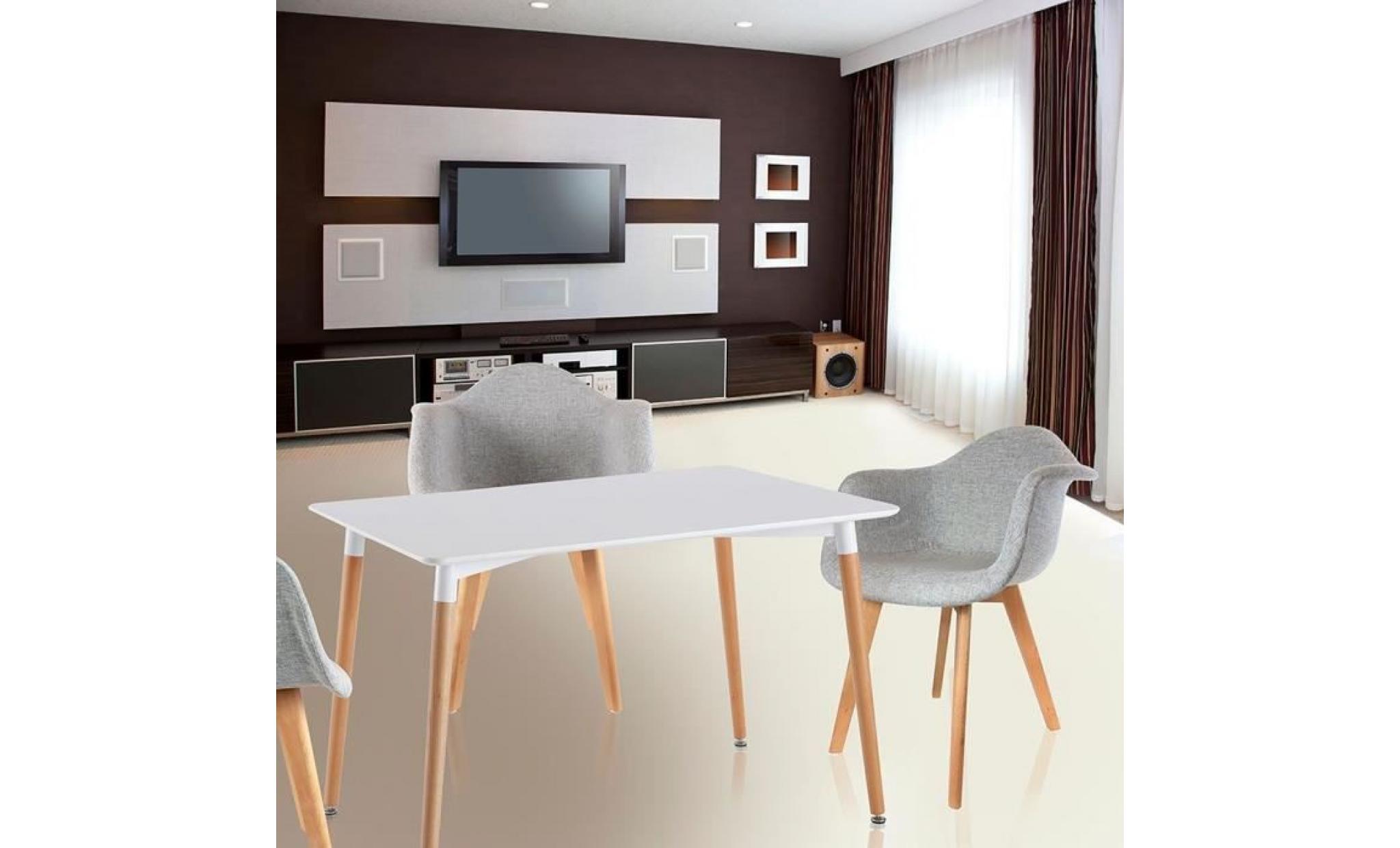 delmaro home table salle à manger scandinave rectangulaire (l120cm × l 80 cm) pas cher