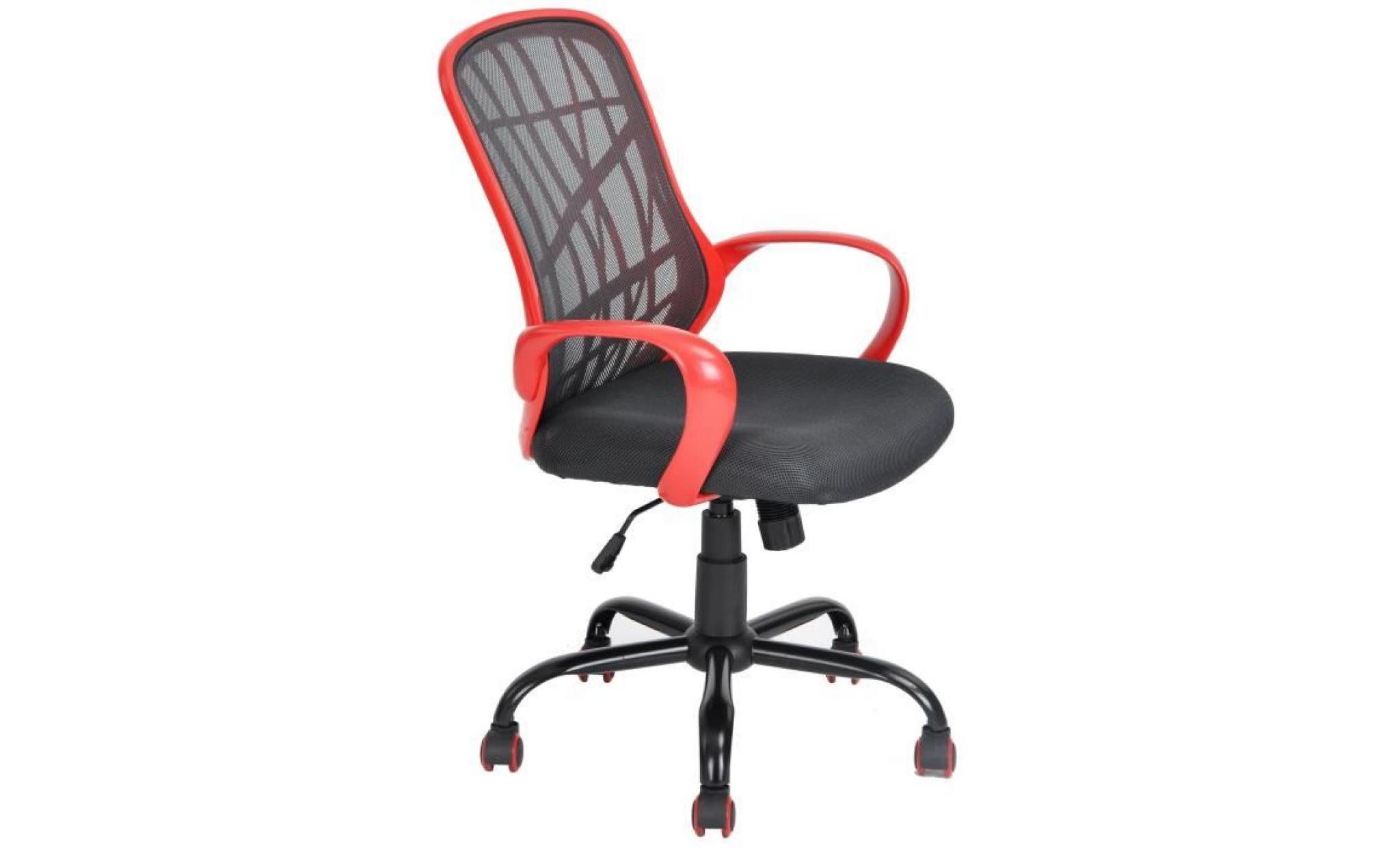 deserto fauteuil de bureau   tissu maille rouge bicolore   style contemporain   l 61 x p 63 cm