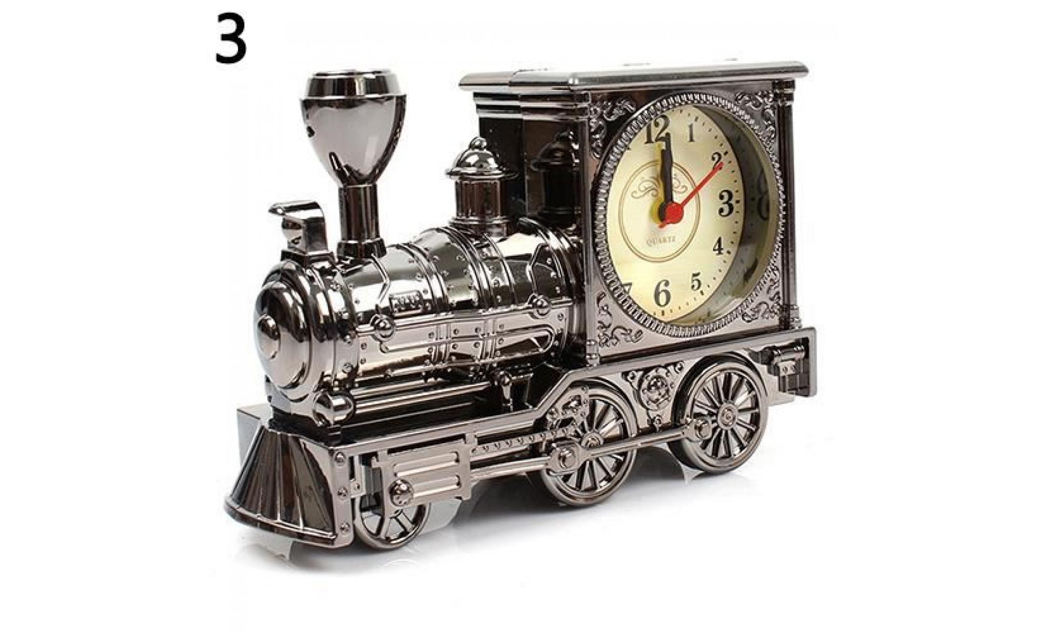 dessin animé locomotive train réveil antique moteur design table bureau décor bronze