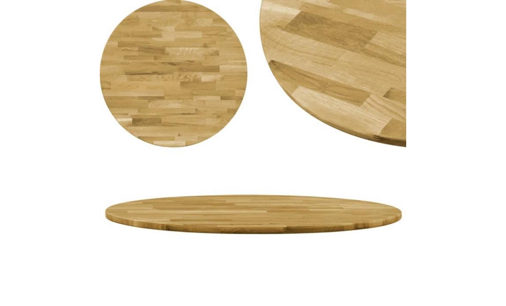 dessus de table plateau de table bois de chêne massif rond 23 mm 800 mm