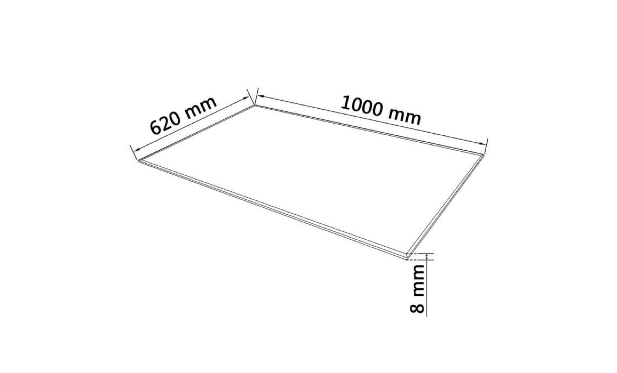 dessus de table rectangulaire en verre trempé 1000 x 620 mm pas cher