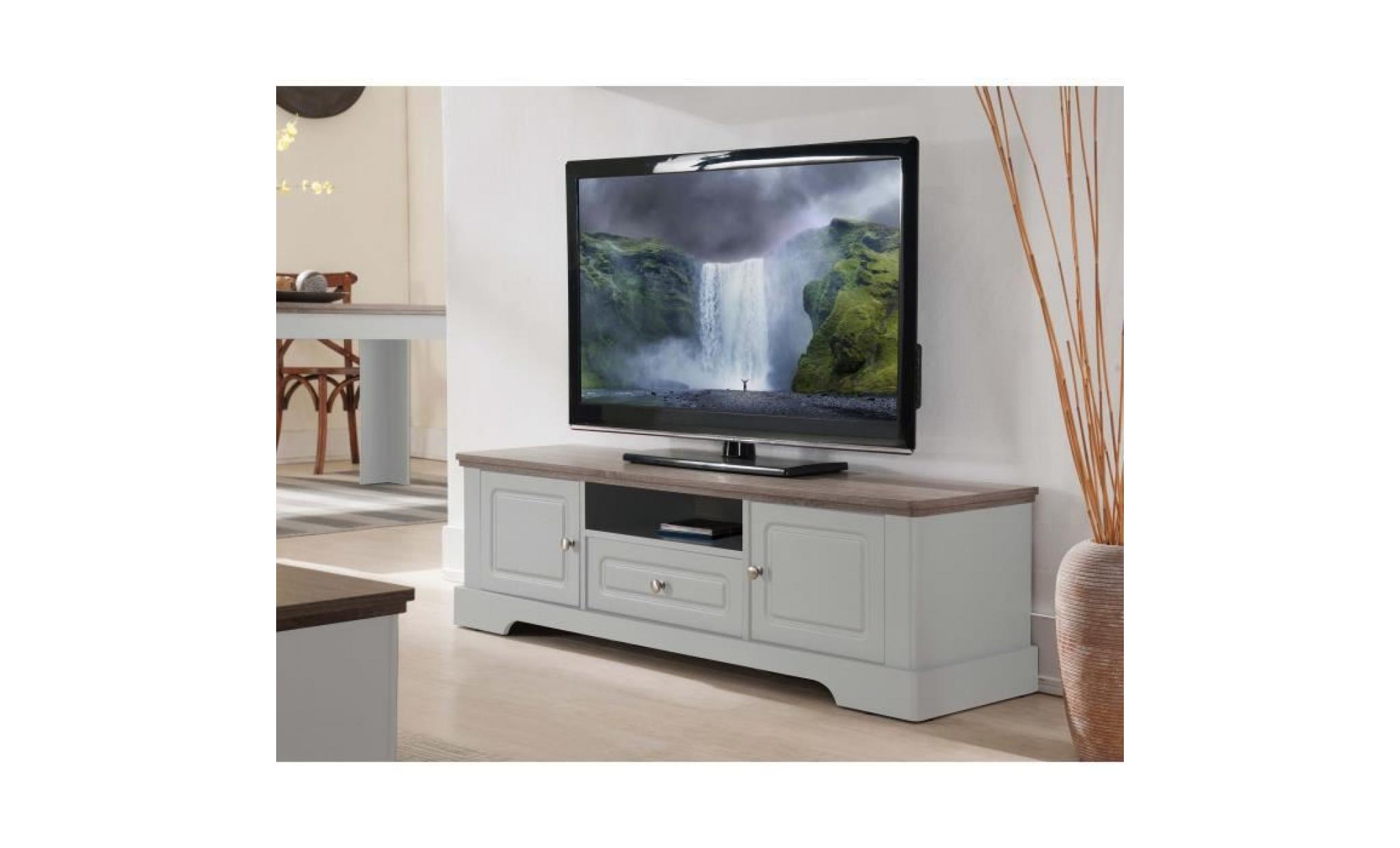 dessy meuble tv classique décor blanc mat   l 139 cm