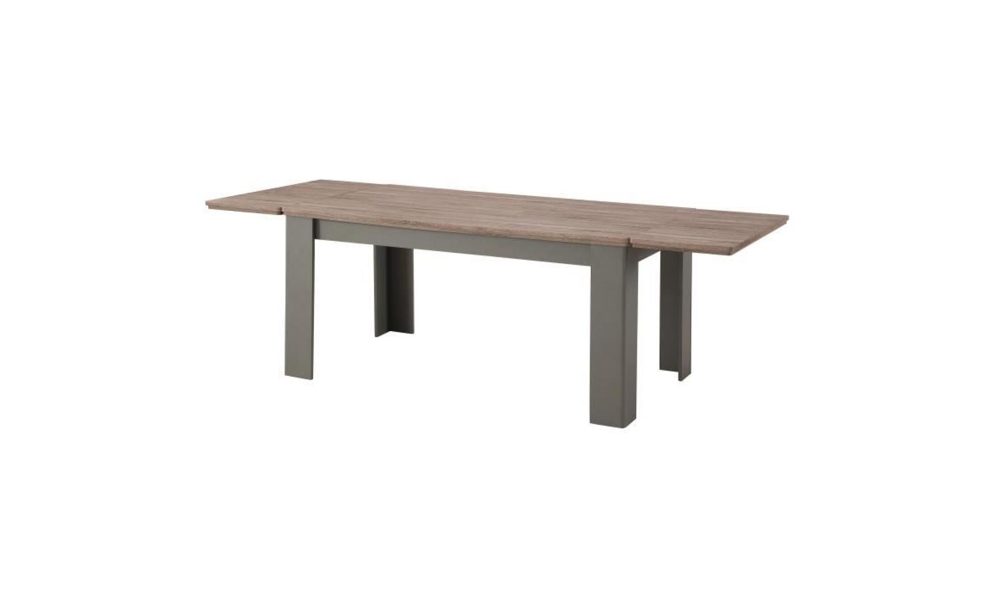 dessy table à manger extensible de 6 à 10 personnes style contemporain gris mat et décor bois   l 160   239 x l 90 cm