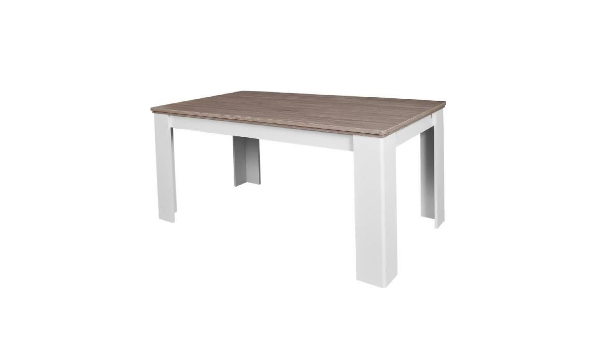 dessy table à manger extensible de 6 à 10 personnes contemporain style blanc mat et décor bois   l 160   239 x l 90 cm