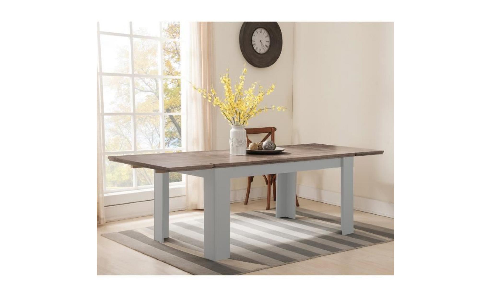dessy table à manger extensible de 6 à 10 personnes contemporain style blanc mat et décor bois   l 160   239 x l 90 cm pas cher
