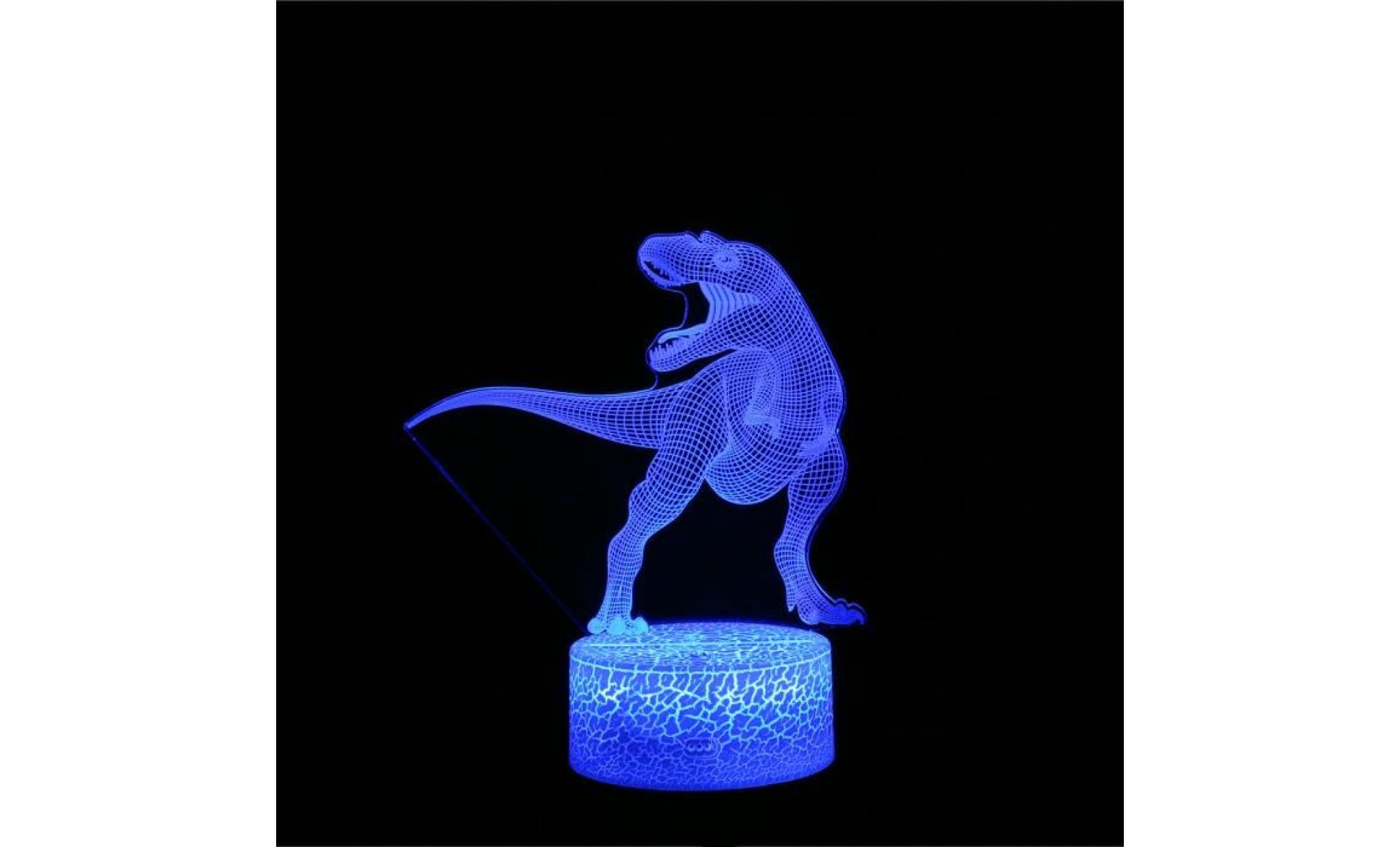 dinosaures 3d led lampe lumineux bureau optique lumière nuit avec 7 couleurs @5070