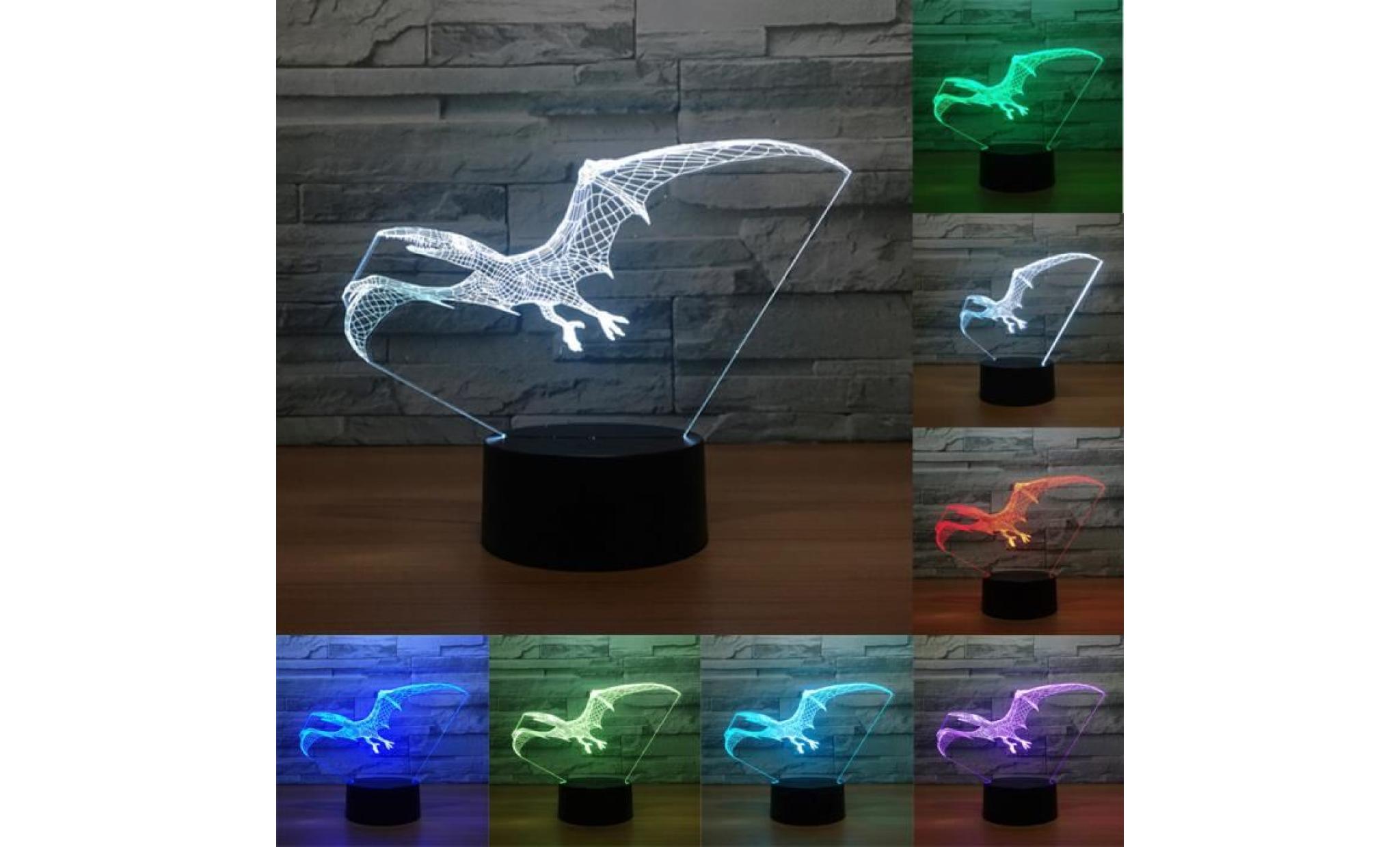 dinosaures 3d night light table lampe de bureau 7 couleurs 3d lumières illusion optique yd1004