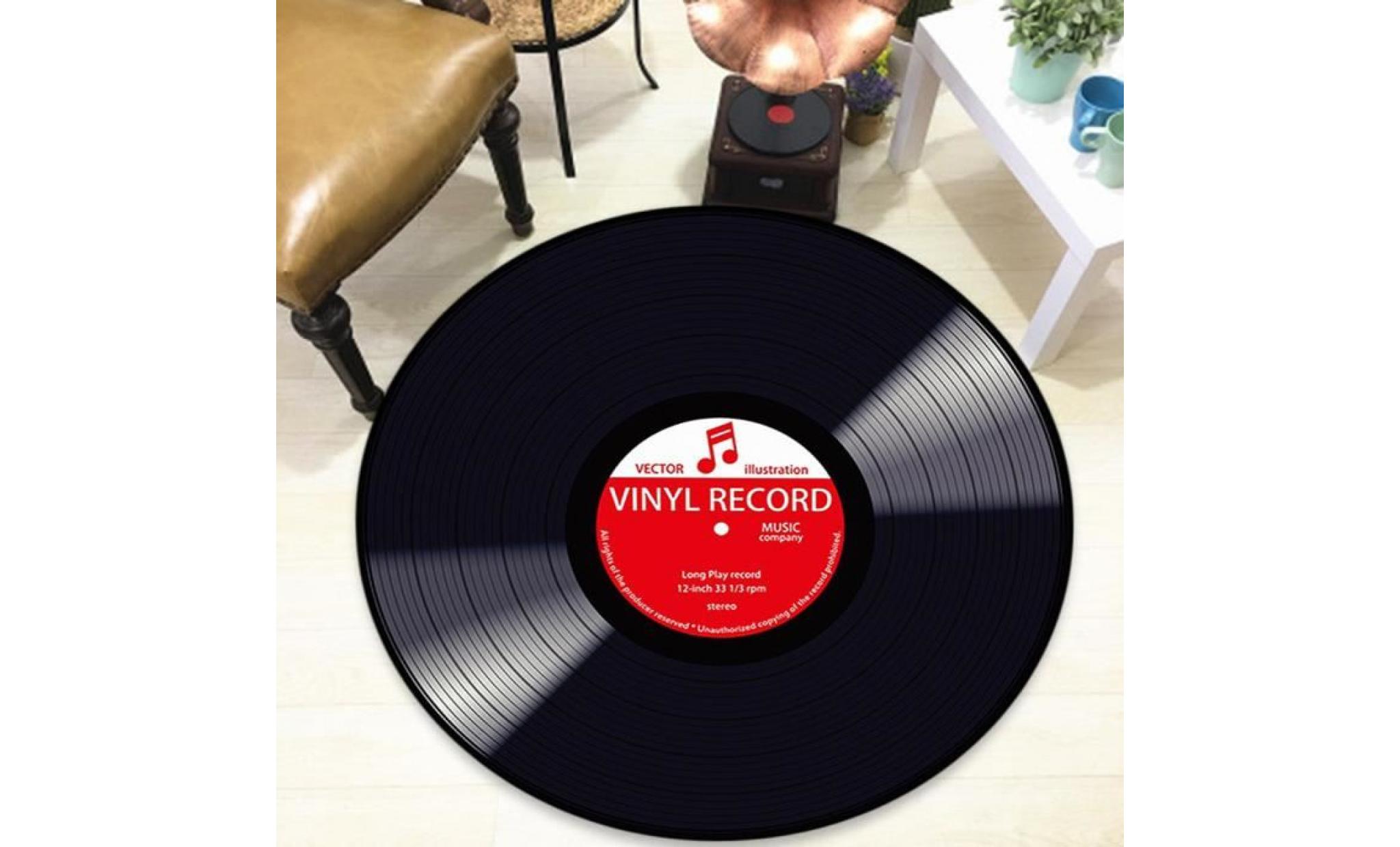 disque vinyle imprimé souple tissu ronde tapis chambre tapis chambre à coucher tapis hqj81031571b_911