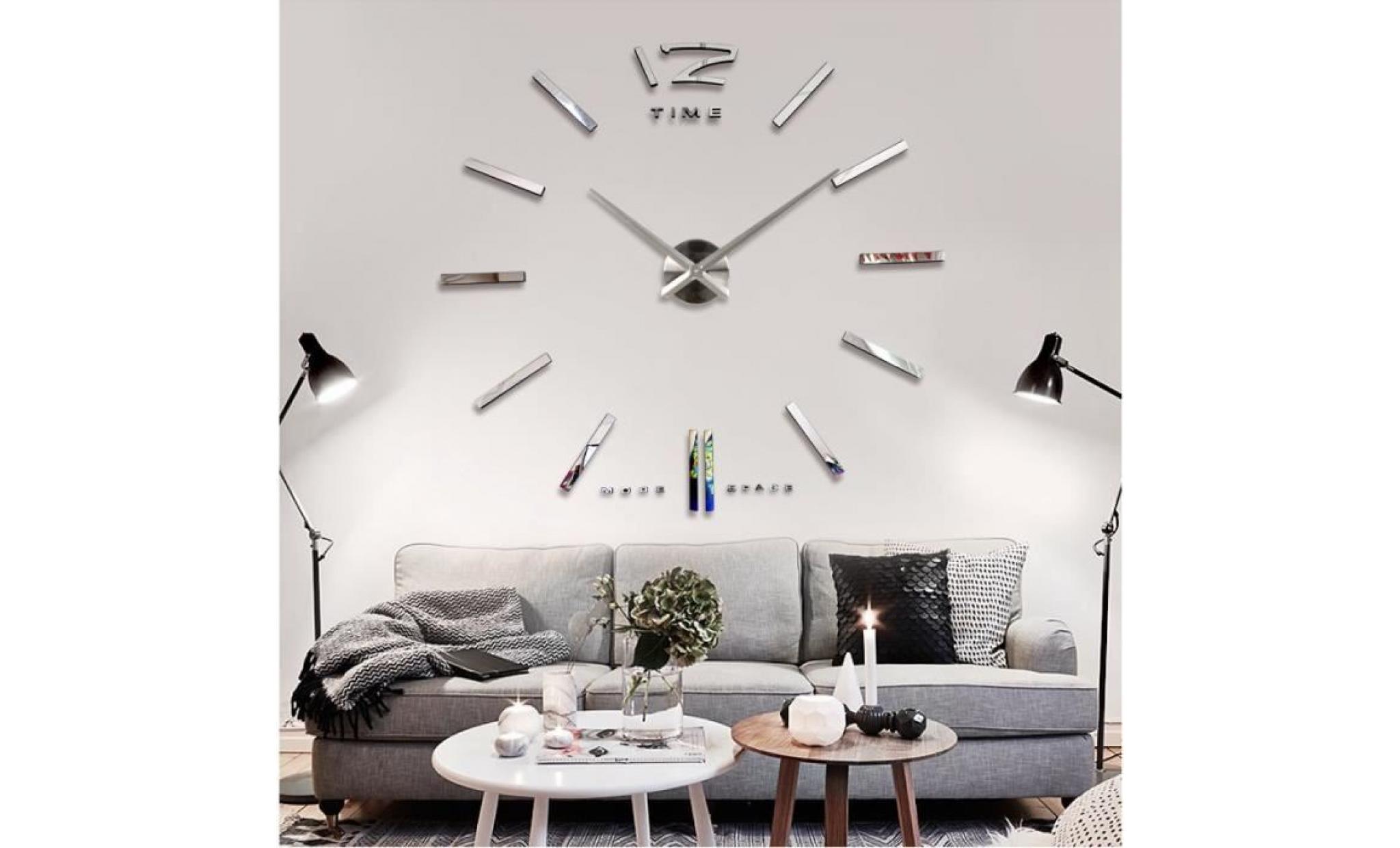 diy 3d  horloge murale moderne pendule pour décoration miroir salon maison