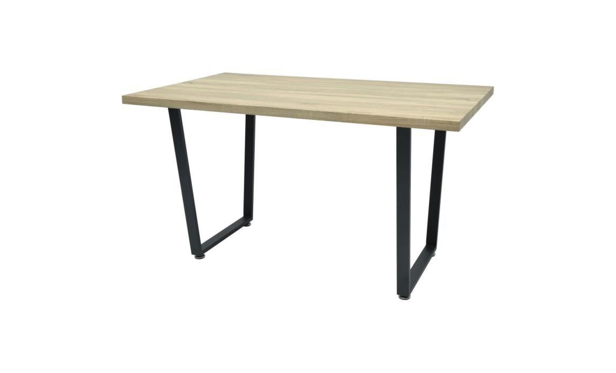 donna table à manger de 6 à 8 personnes   industriel   aspect bois verni   l 140 x l 80 cm