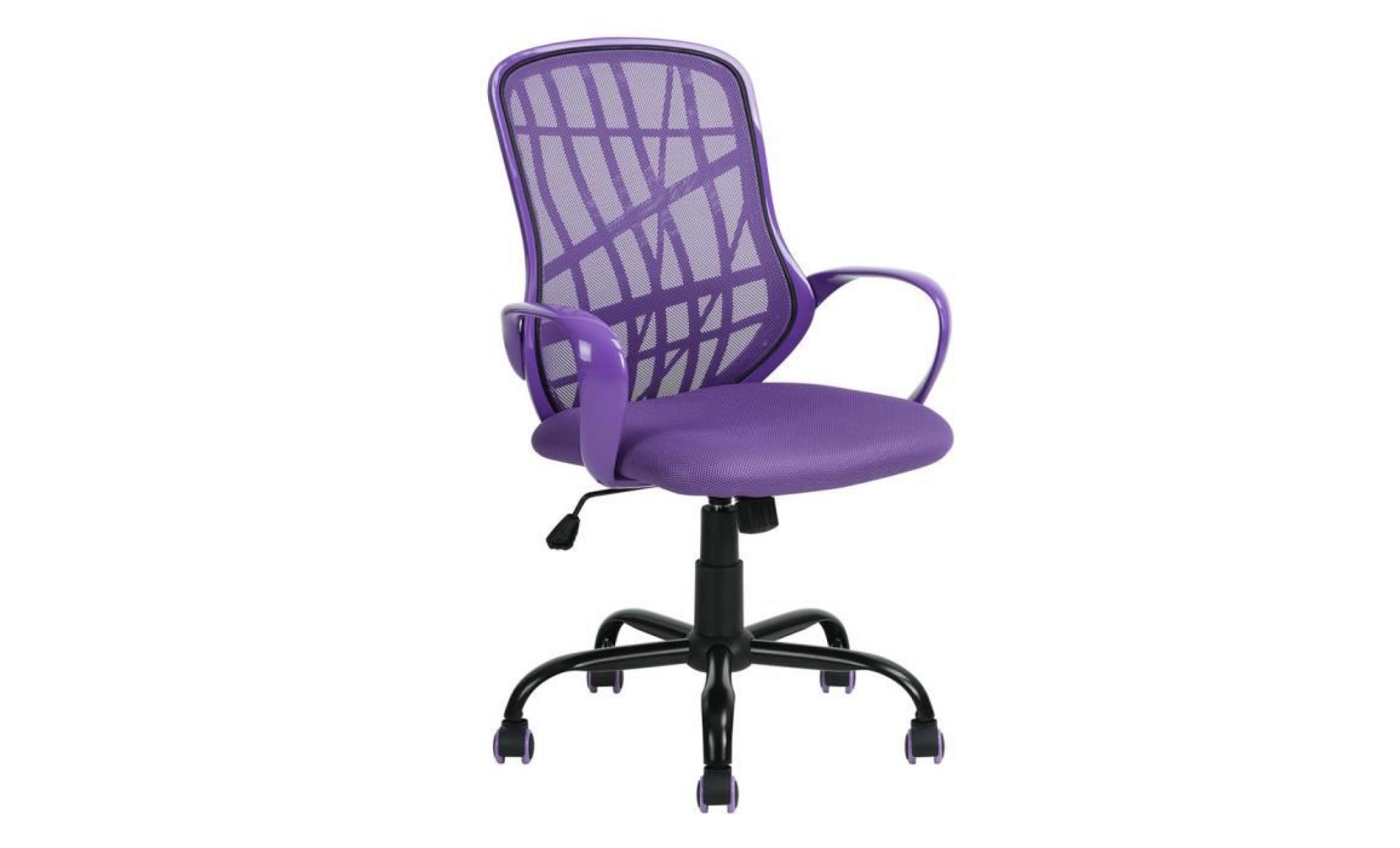 dora chaise de bureau violet réglable roulettes maille métal
